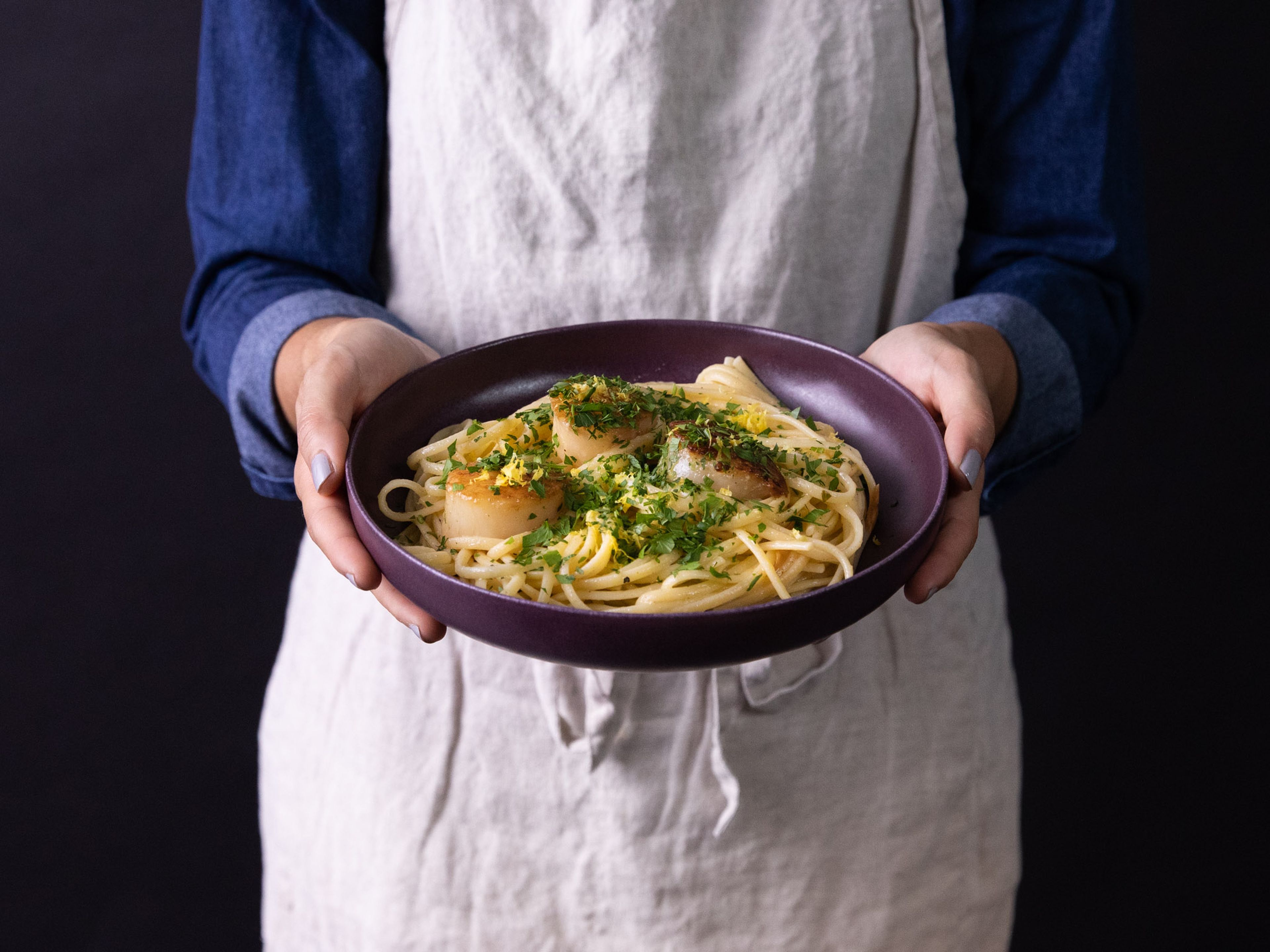 5-ingredient lemony brown butter linguine with scallops