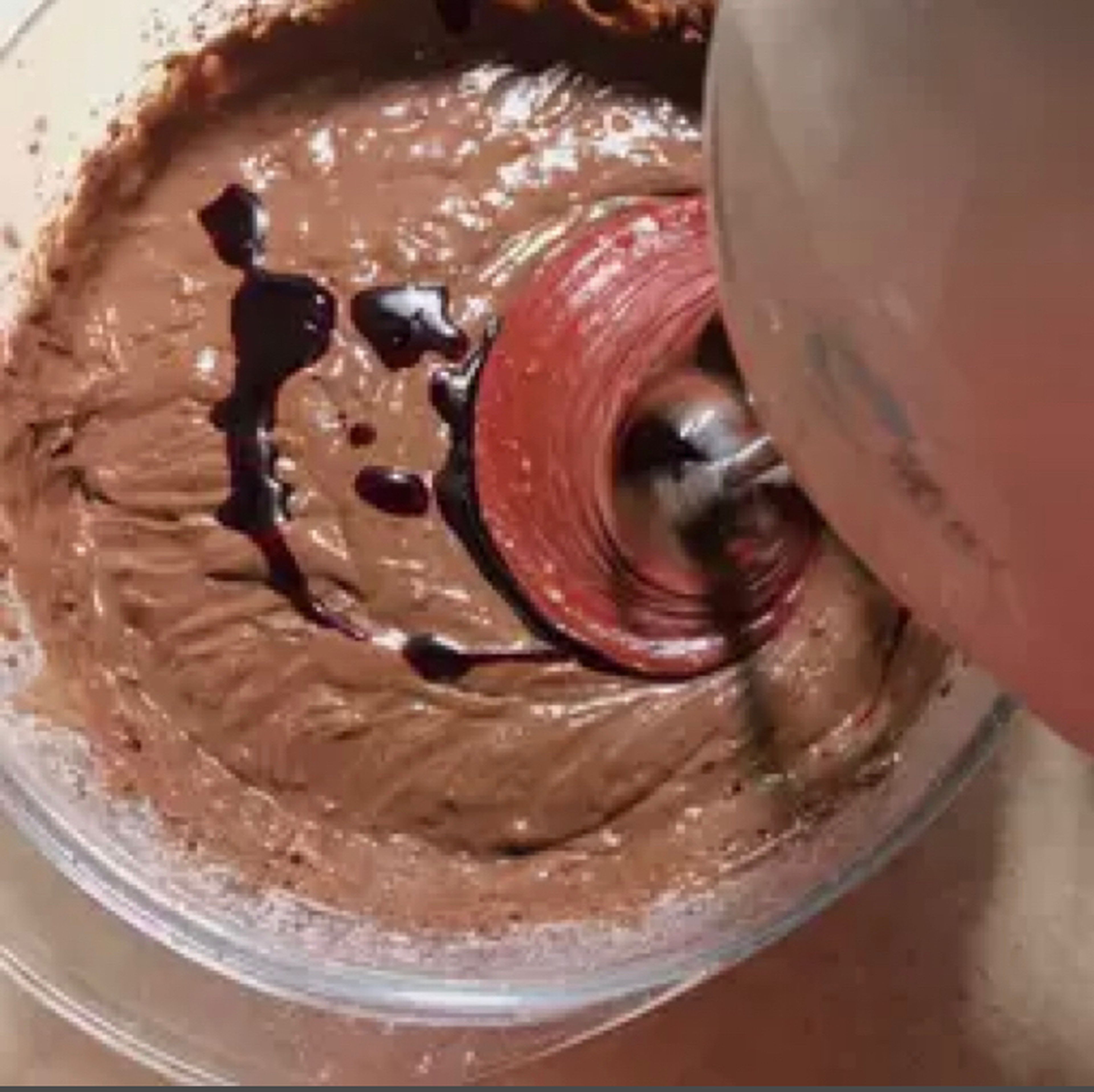 Then mix flour, cocoa, baking powder, baking soda and salt and add to the mixture . Add red color.