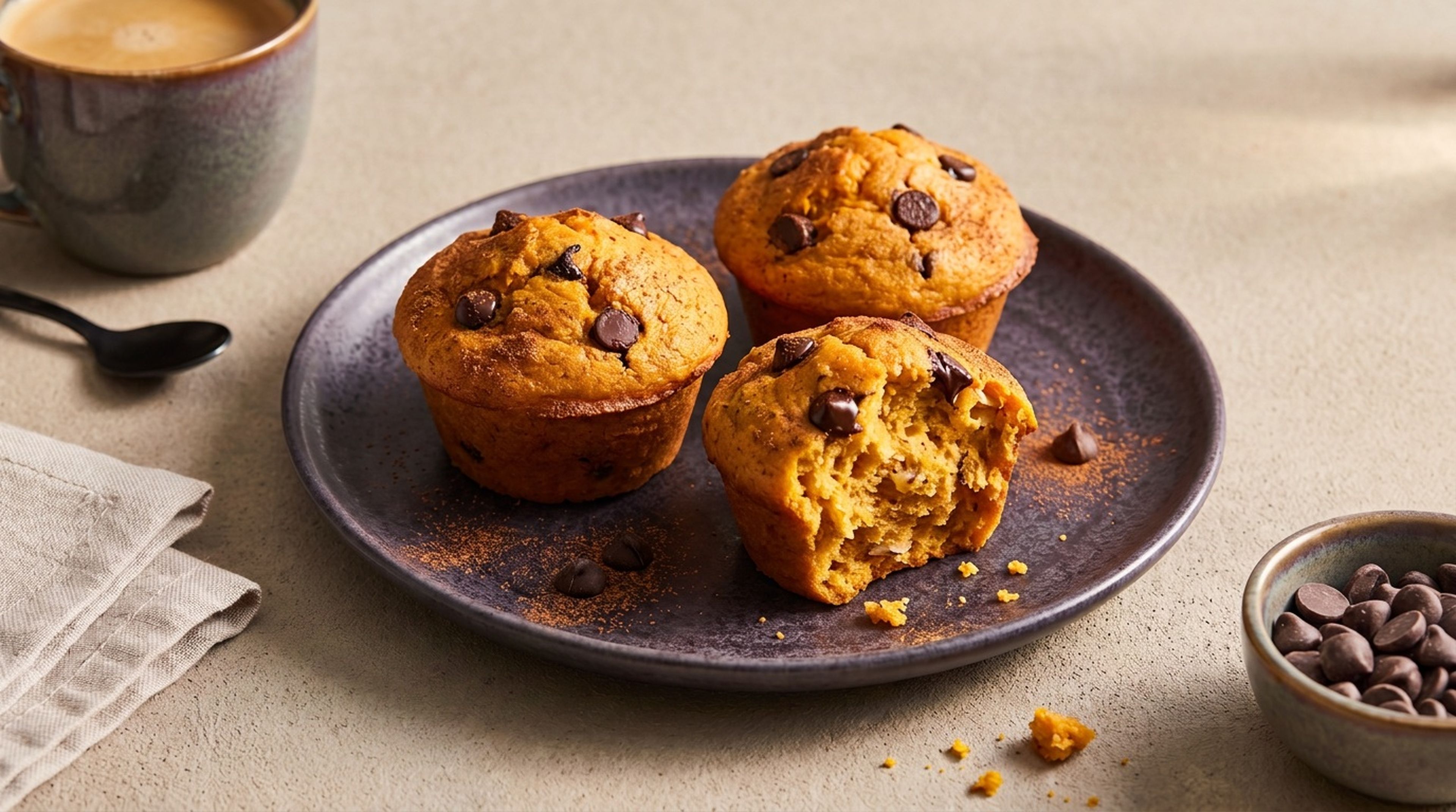 Hättest du gedacht, dass in diesen Chocolate Chip Muffins Süßkartoffel steckt?