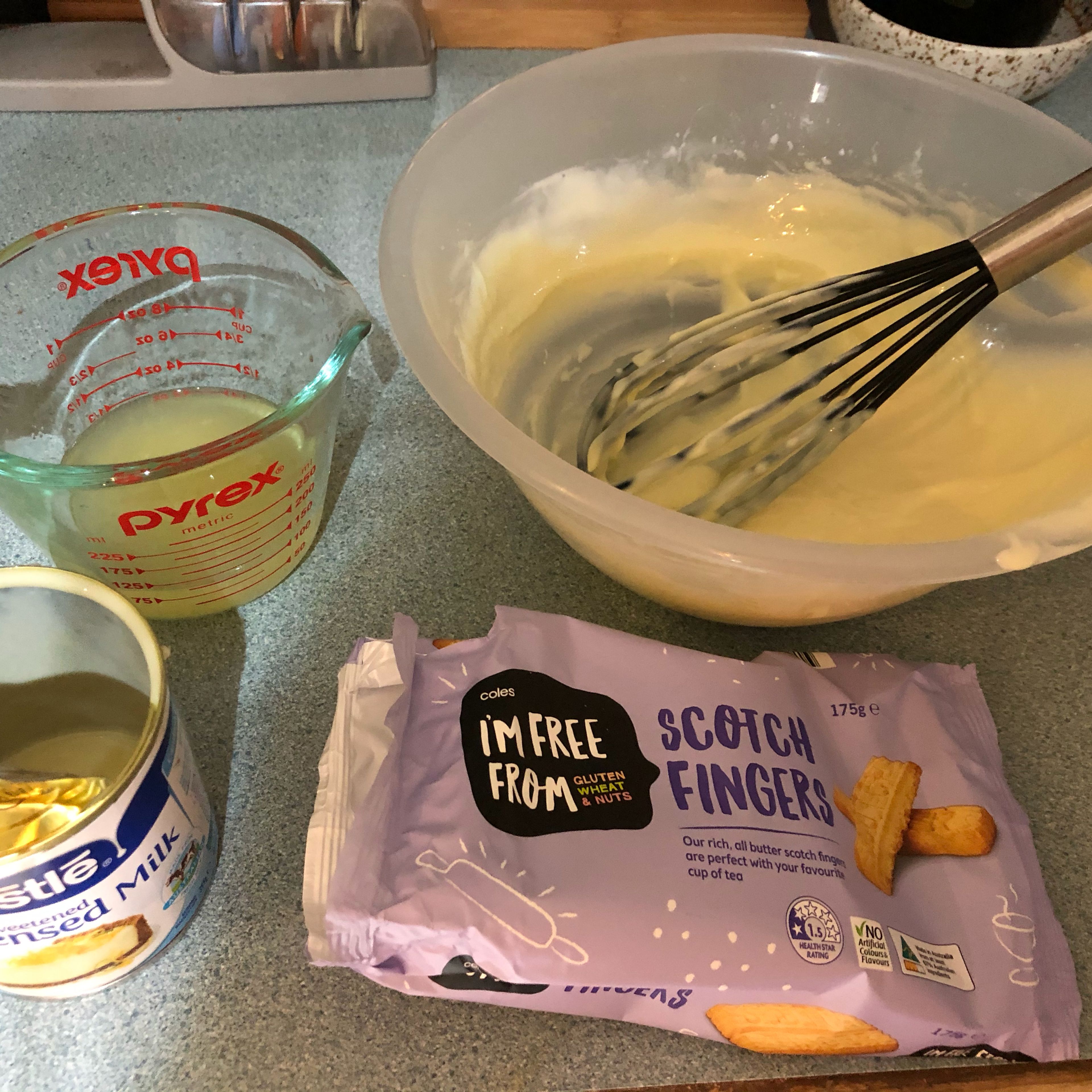 Combine the two types of milk and add lemon juice step by step while whisking (no, milk does not curdle).