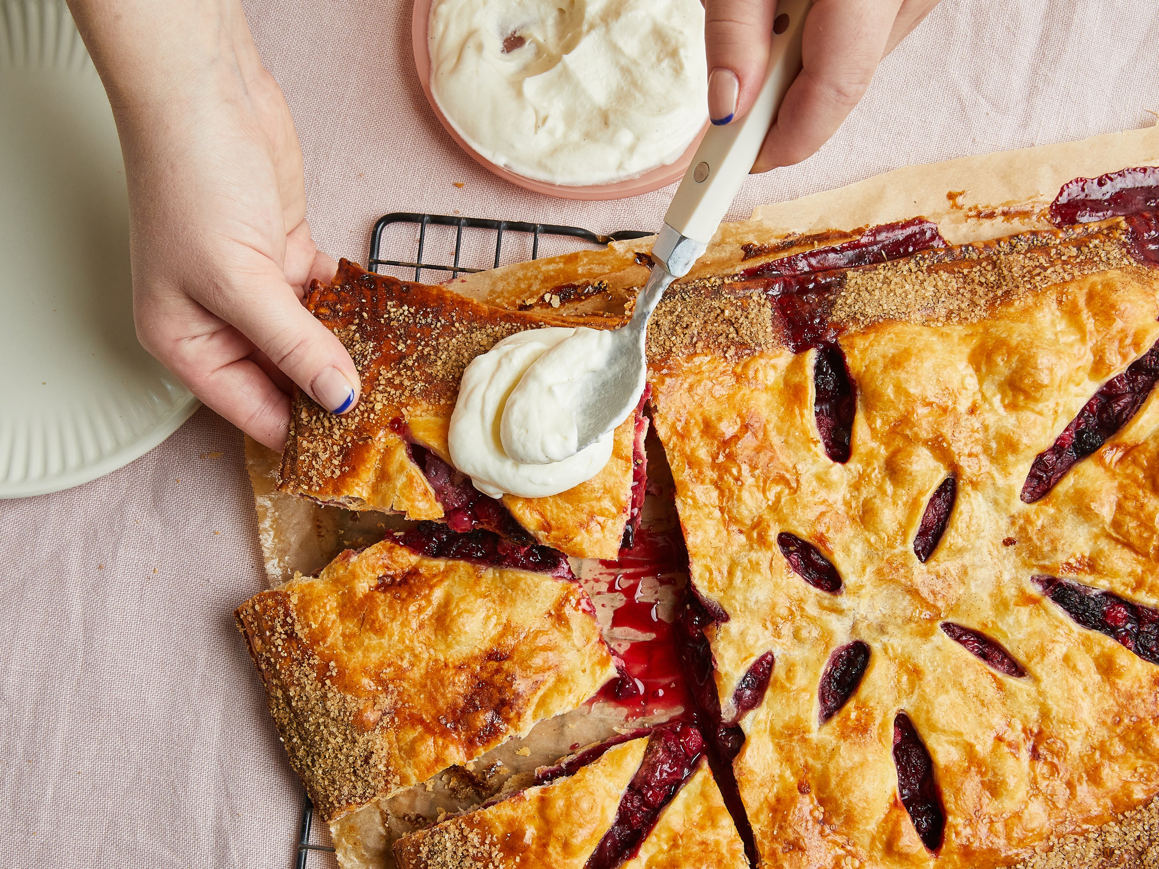 Super easy mixed berry slab pie