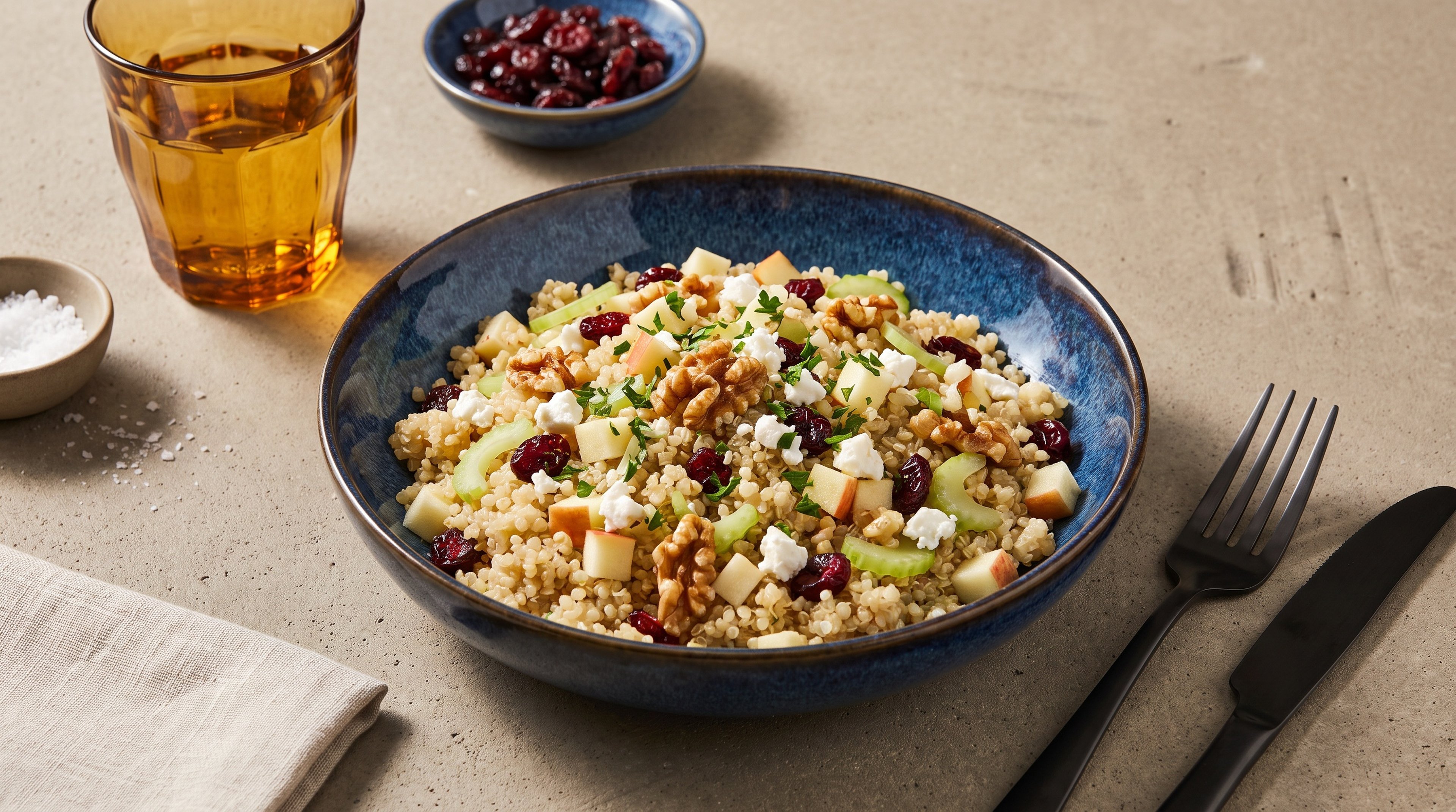 Jetzt wrid's bunt: Quinoa-Salat mit Apfel, Sellerie und Cranberrys