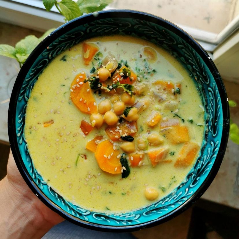 Orientalische Süßkartoffel Kichererbsen Suppe