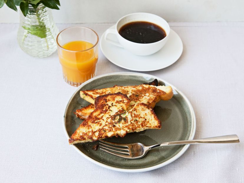 Savory French toast with herbs and Parmesan cheese
