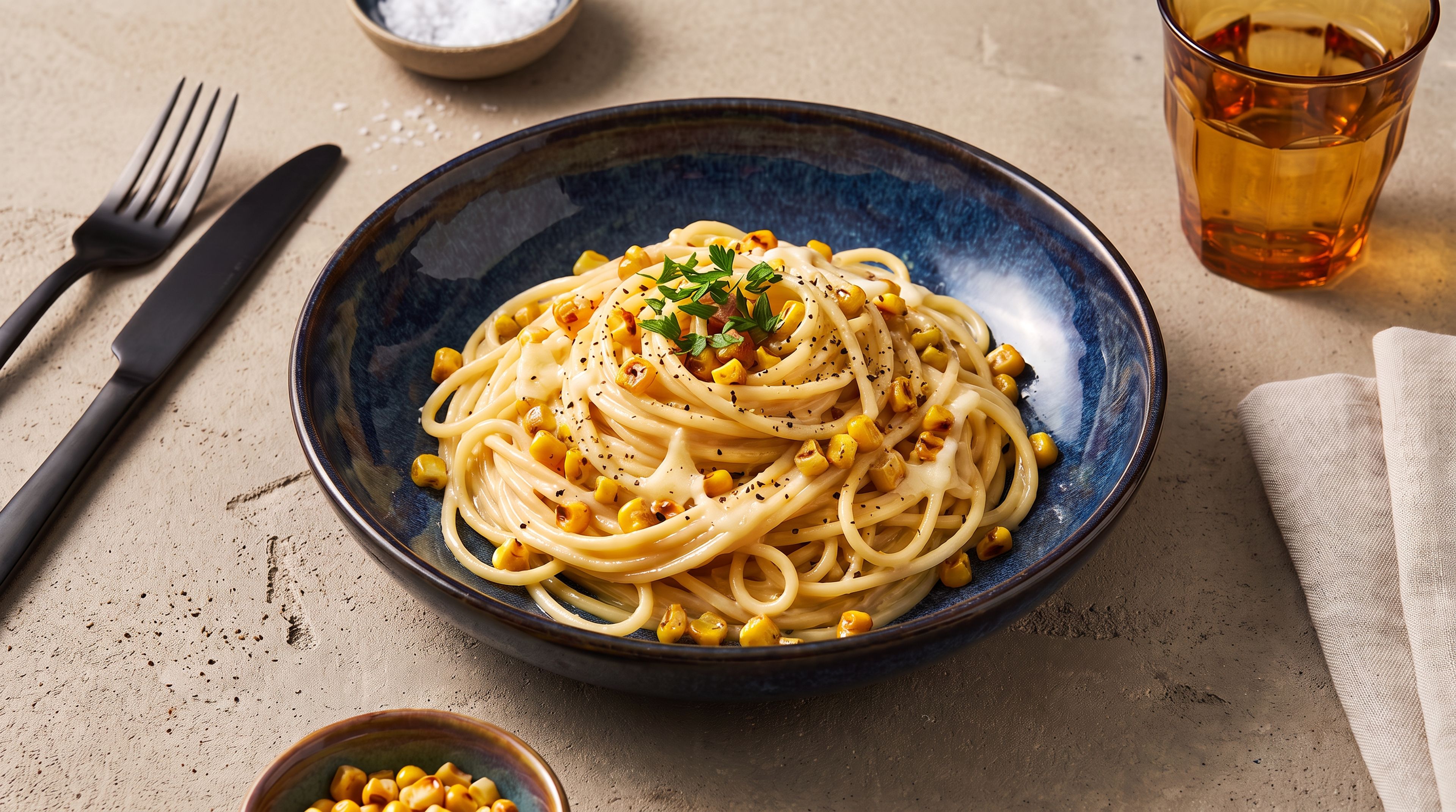 Spaghetti mit geröstetem Mais: Eine sommerliche Abwandlung des Pasta-Klassikers
