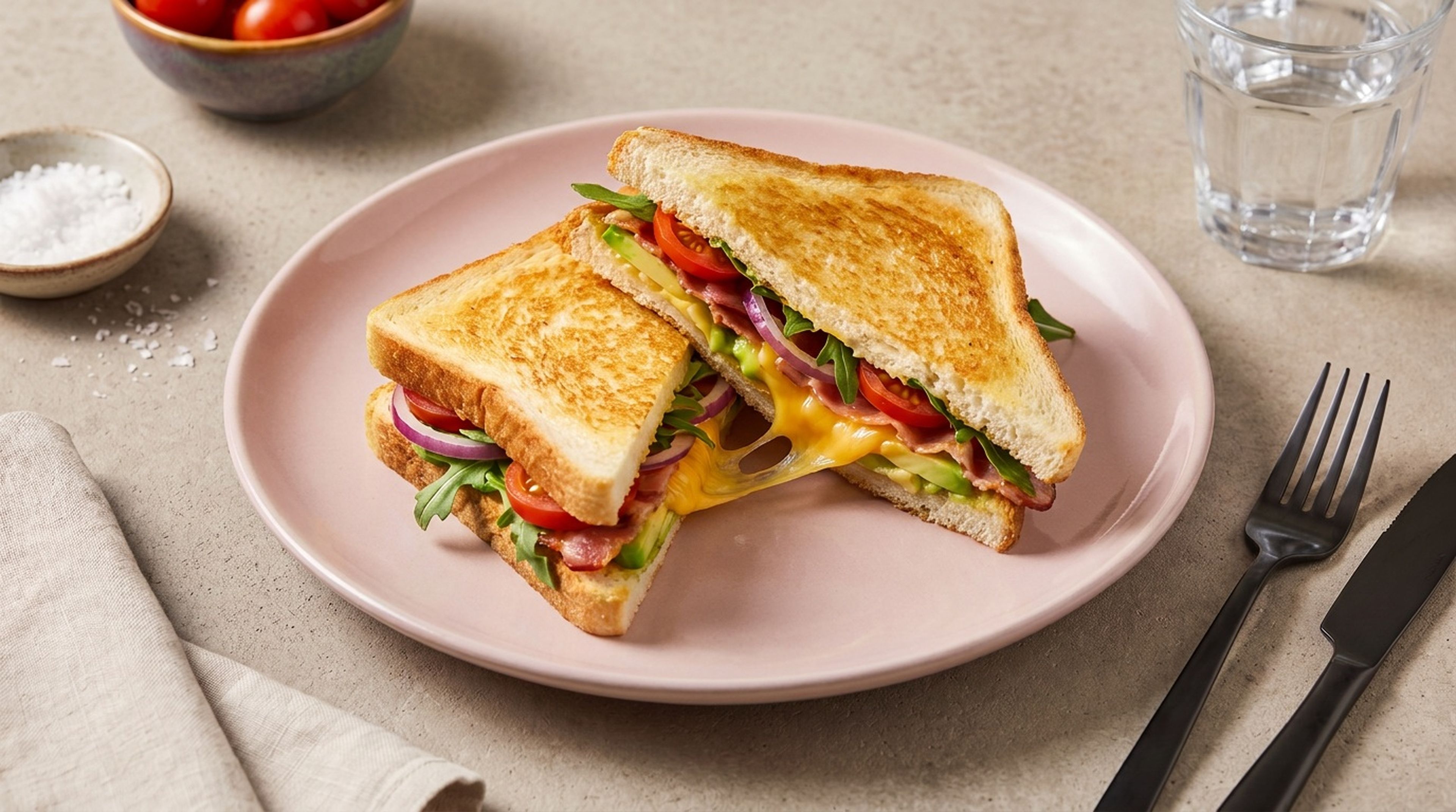 Das herrlichste Grilled-Cheese-Sandwich mit Bacon und cremiger Avocado