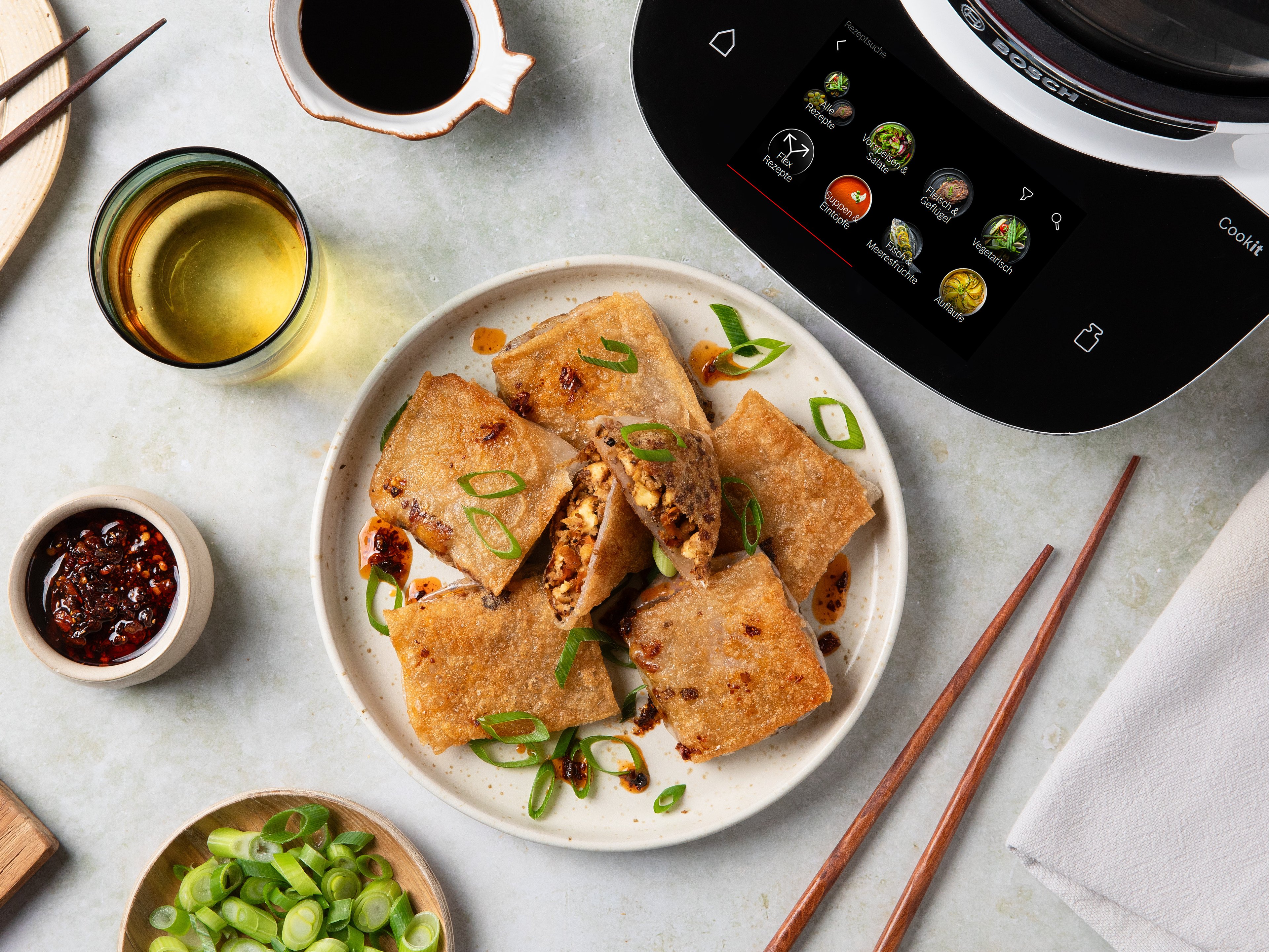 Knusprige vegane Dumplings aus Reispapier