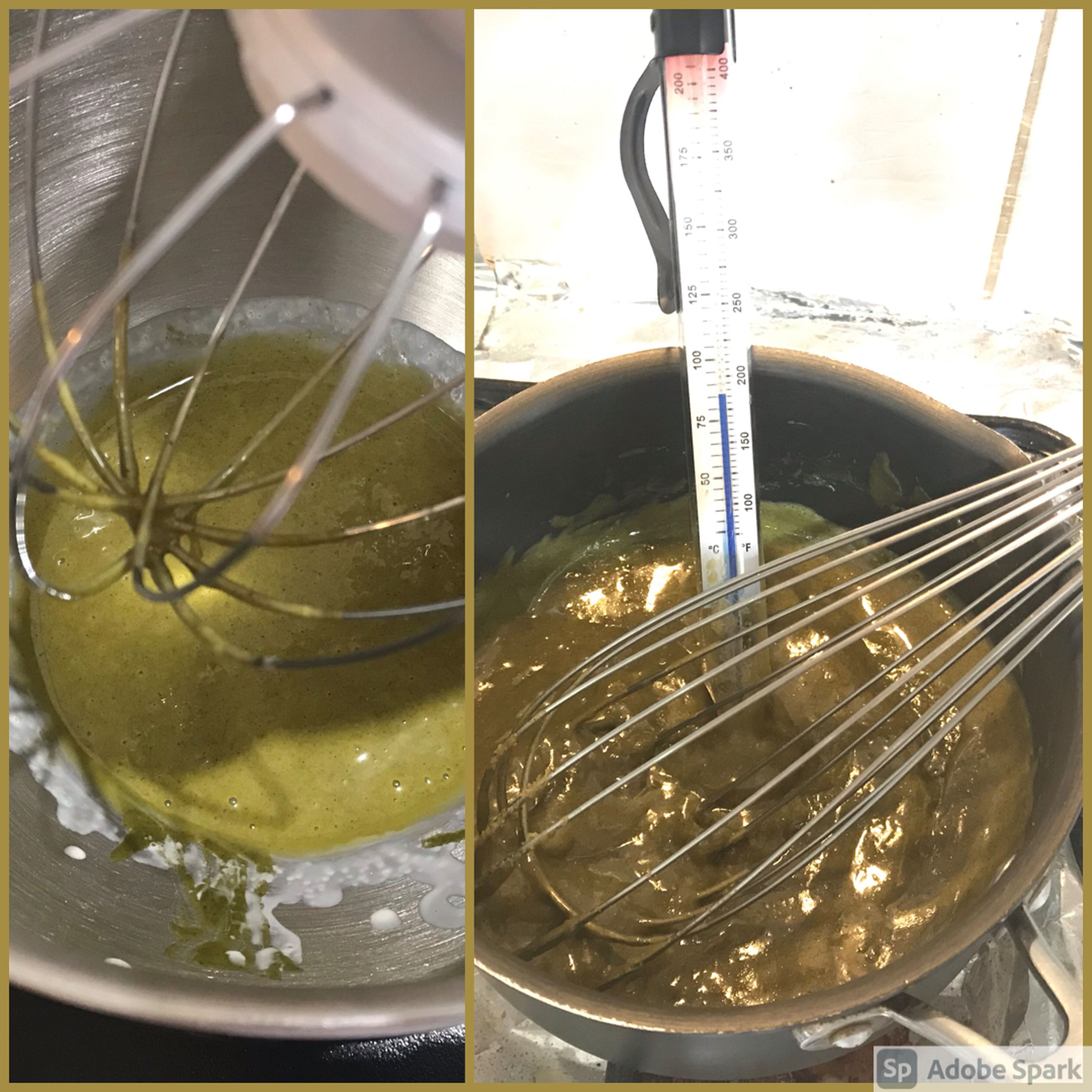 Remove cream from heat and pour into egg mixture, whisking continuously until combined. Pour mixture into saucepan and stir continuously over medium heat until mixture reaches 80C.