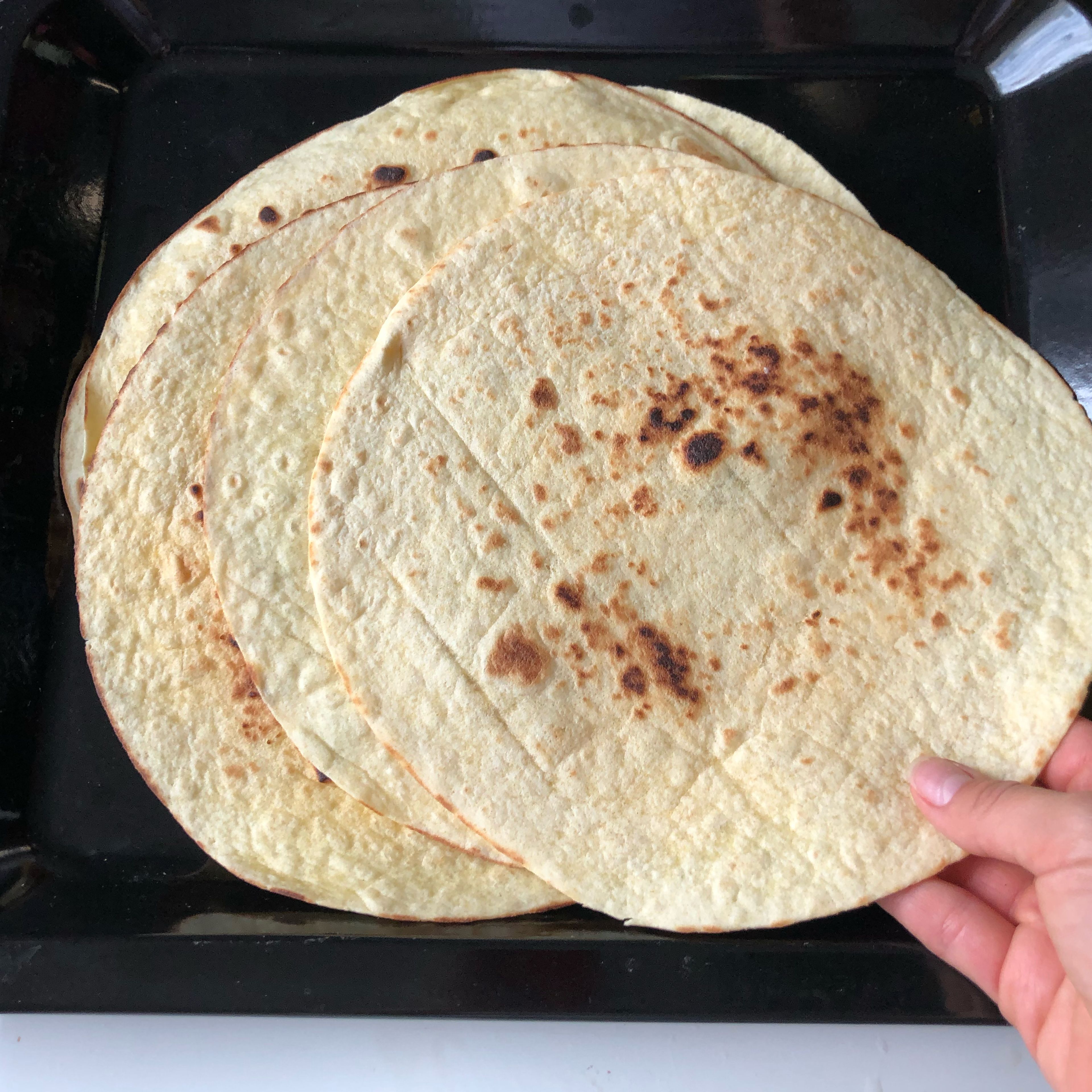 dry the tortilla in a dry pan on both sides