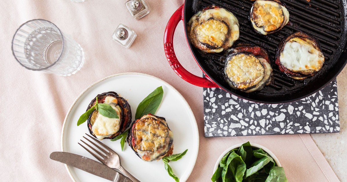Grilled eggplant Parmesan stacks Recipe Kitchen Stories