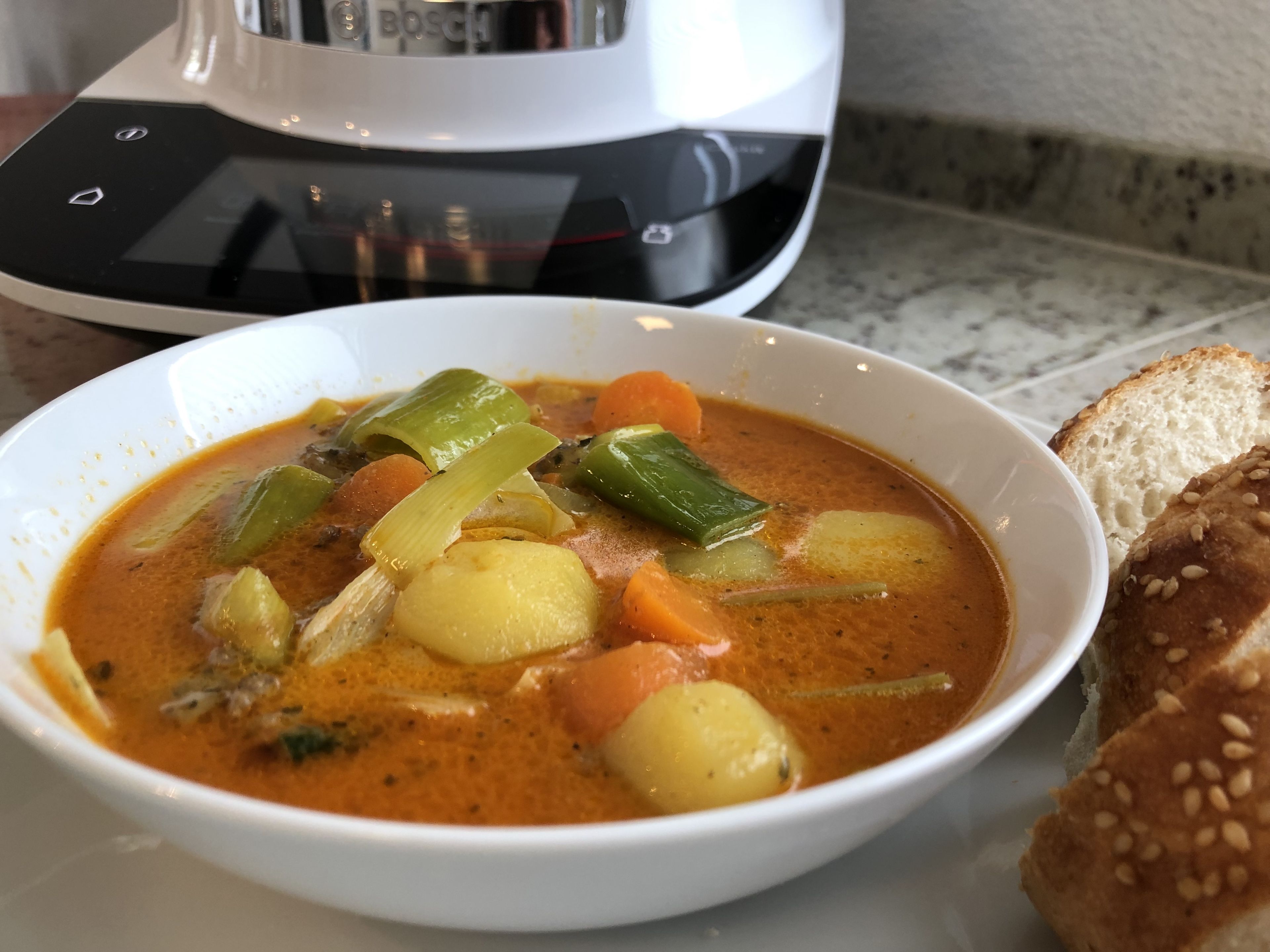 Käse-Lauch-Suppe im Cookit
