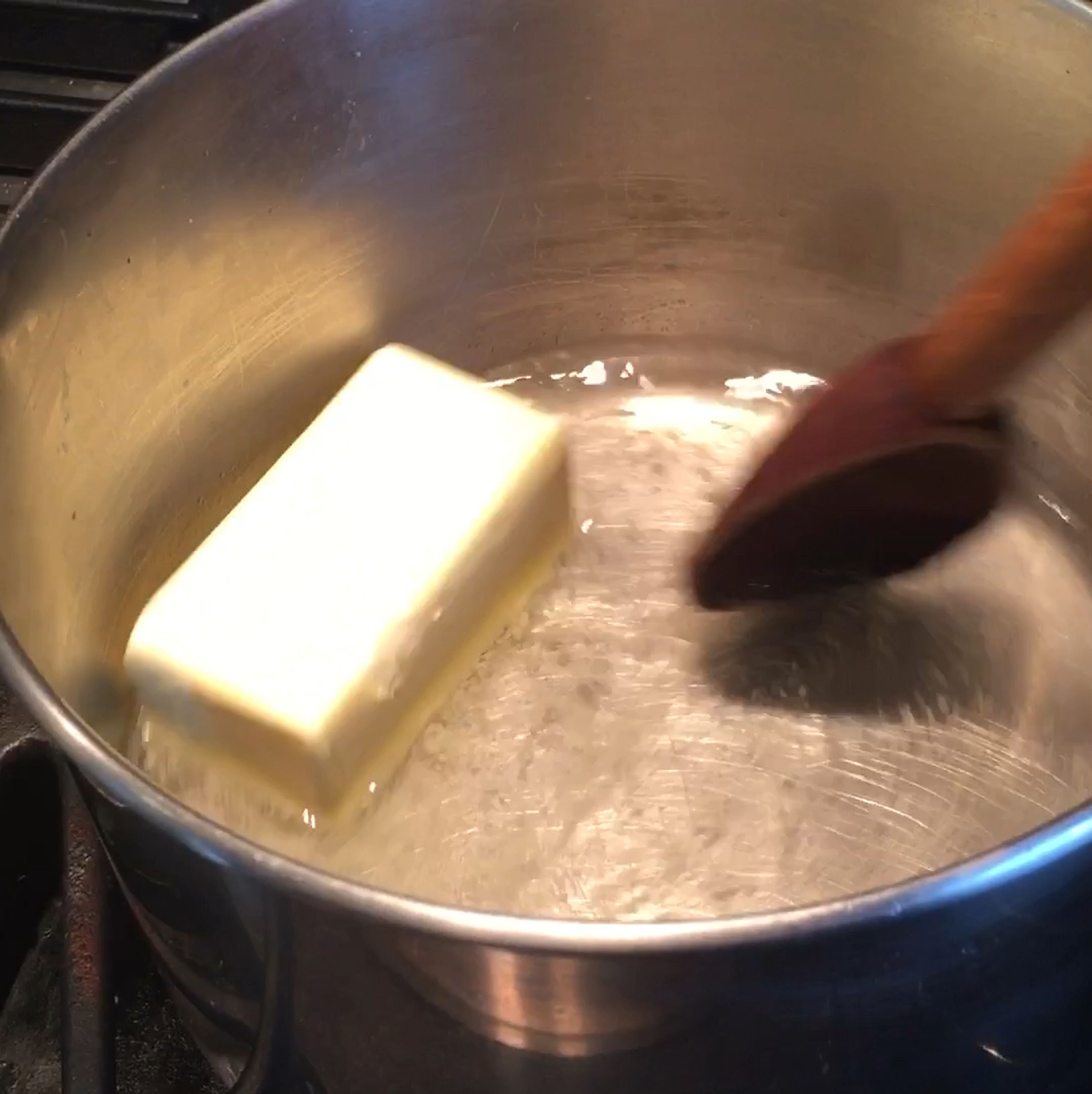 Add butter to water and salt until completely melted.