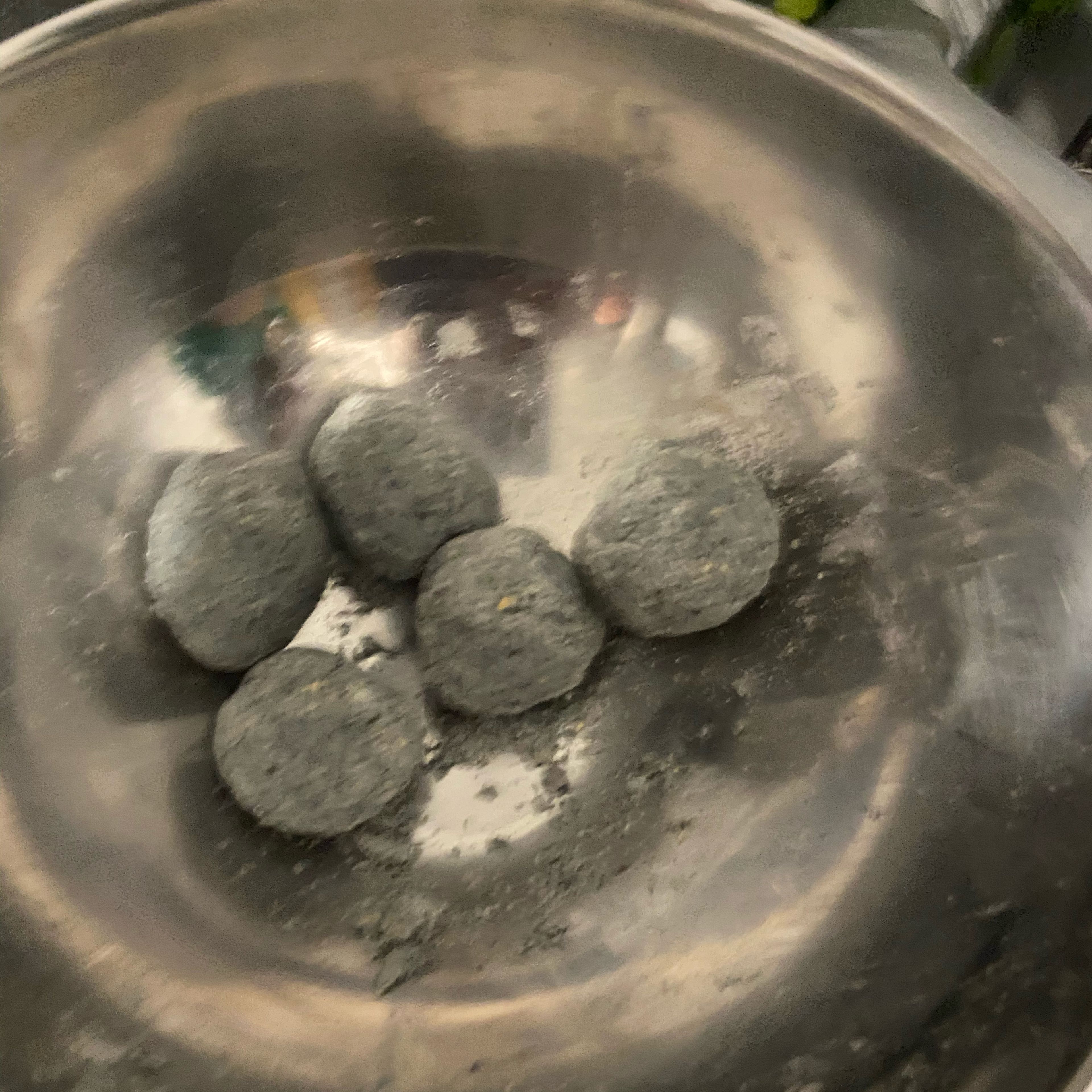 Meanwhile prepare your tortillas. I used 200g of blue-ish masa harina, 1 tsp salt and 75 mL of water. If you buy tortillas from the store, try to find fresh ones. ( This makes about 8-9 tortillas)
