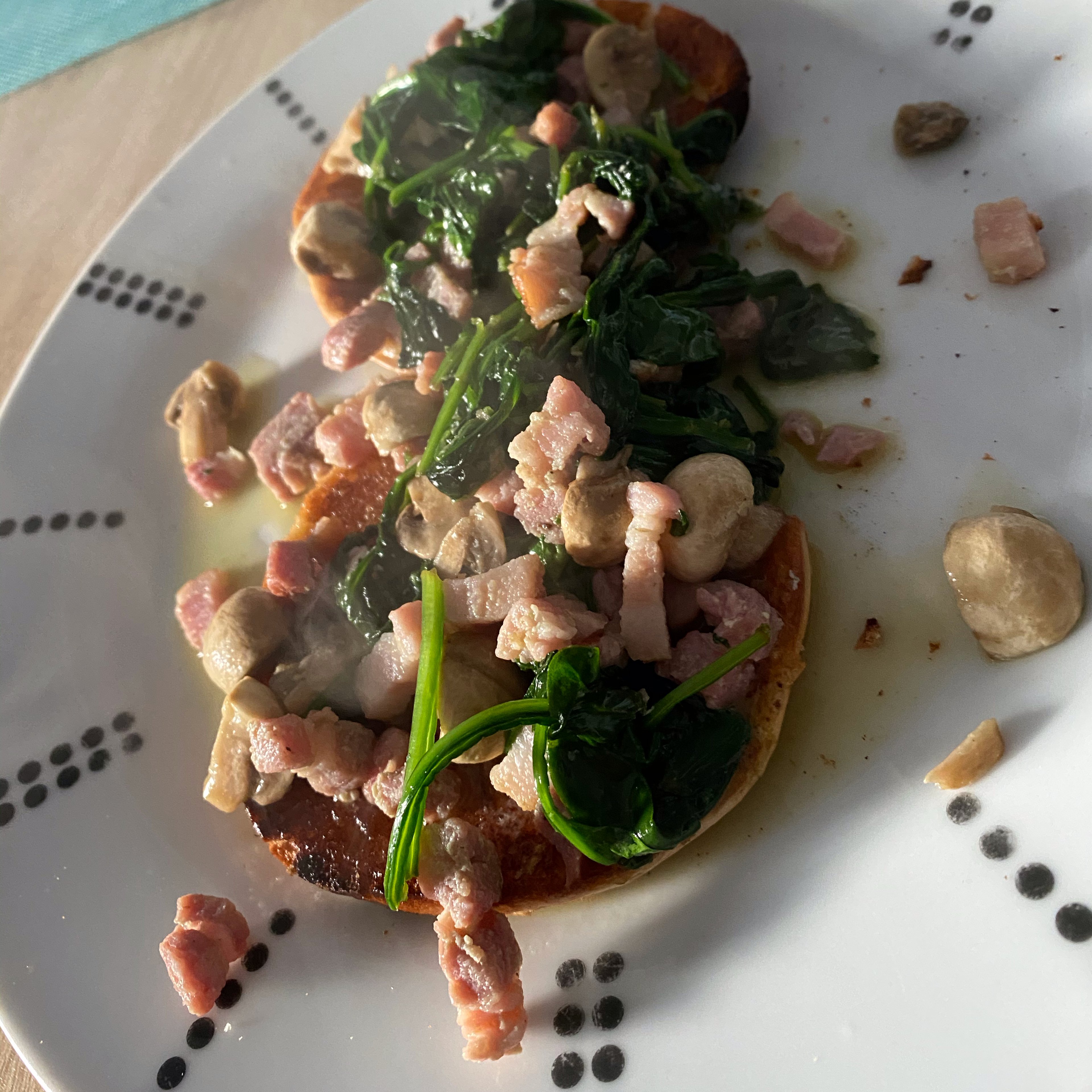 Bacon, Spinach and Mushrooms Bagel