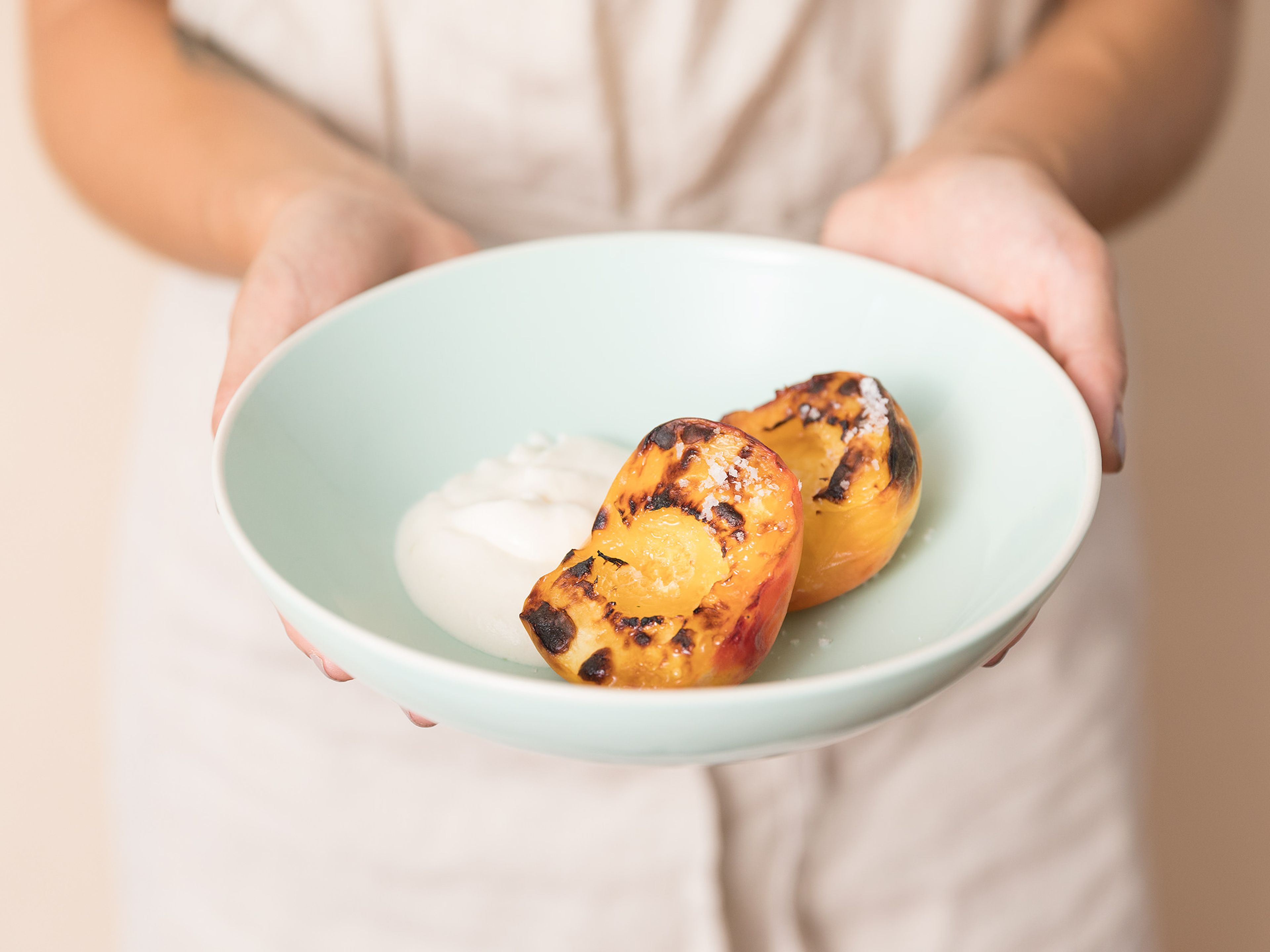 3-ingredient roasted peaches with honey whipped cream
