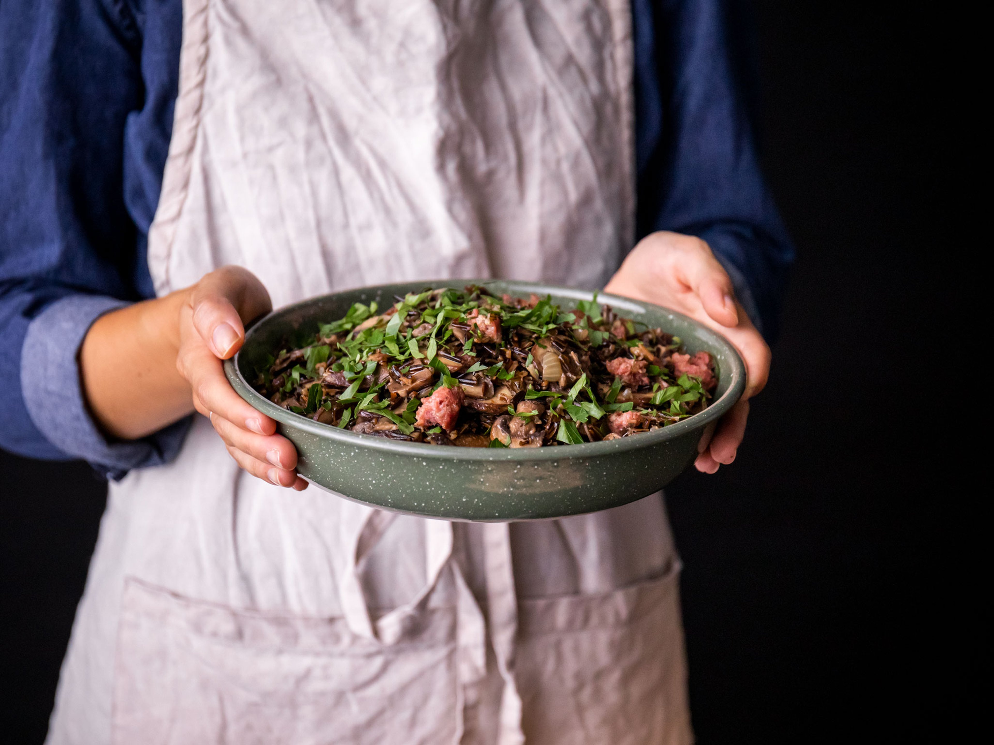 5-ingredient wild rice pilaf with sausage and mushrooms