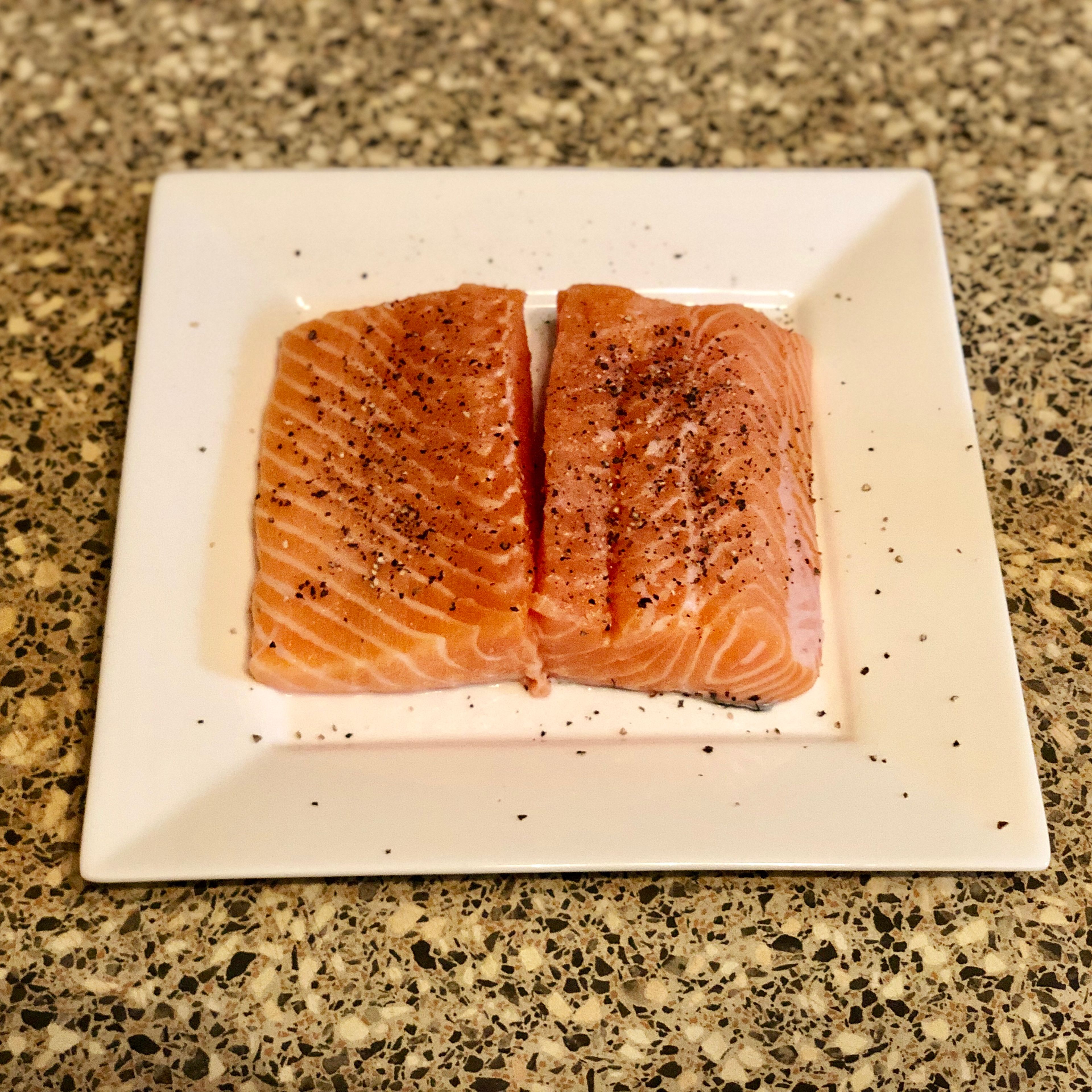 Wash salmon. Season with salt and pepper.
