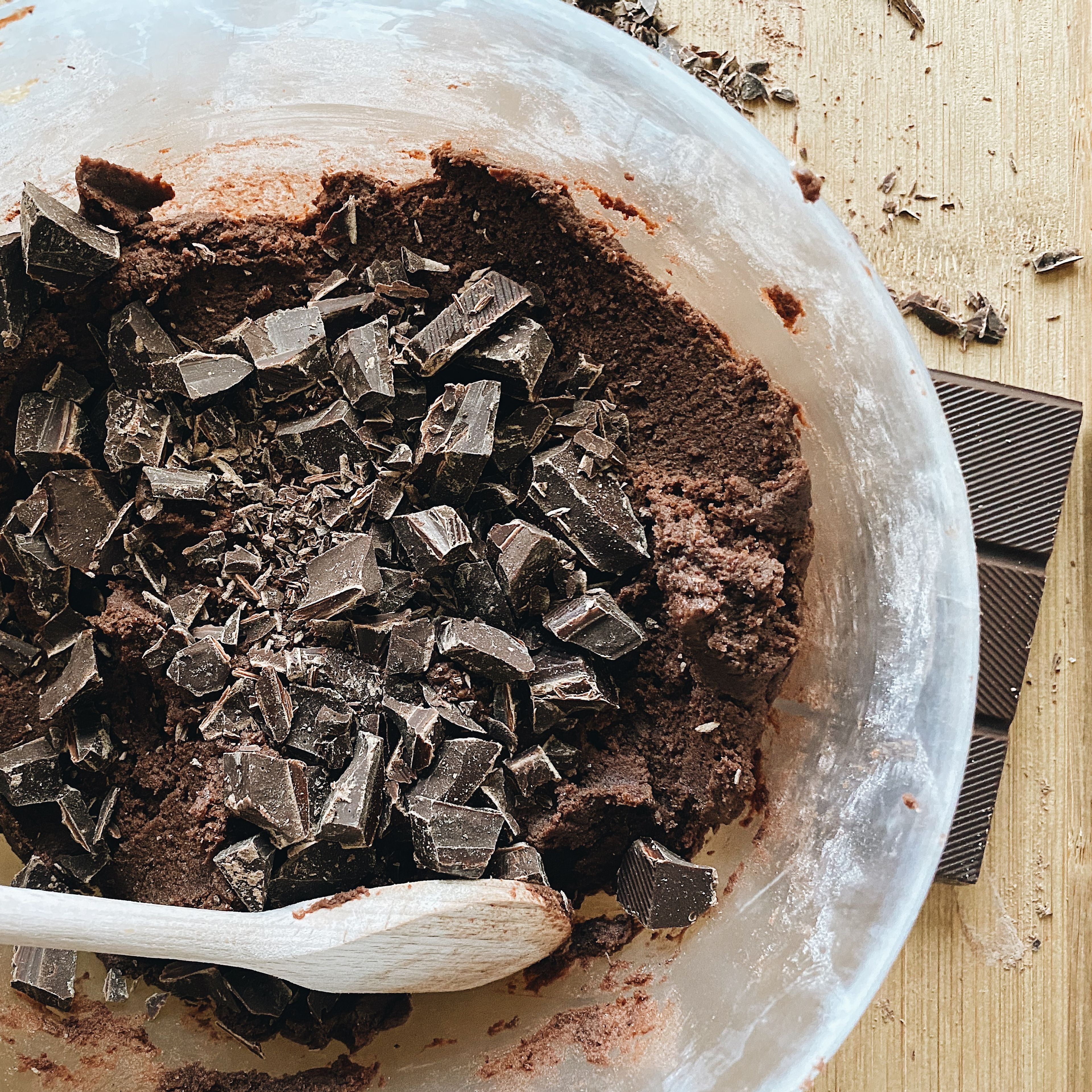 Add chocolate chips to the batter. Alternatively, you can use chopped baking chocolate.