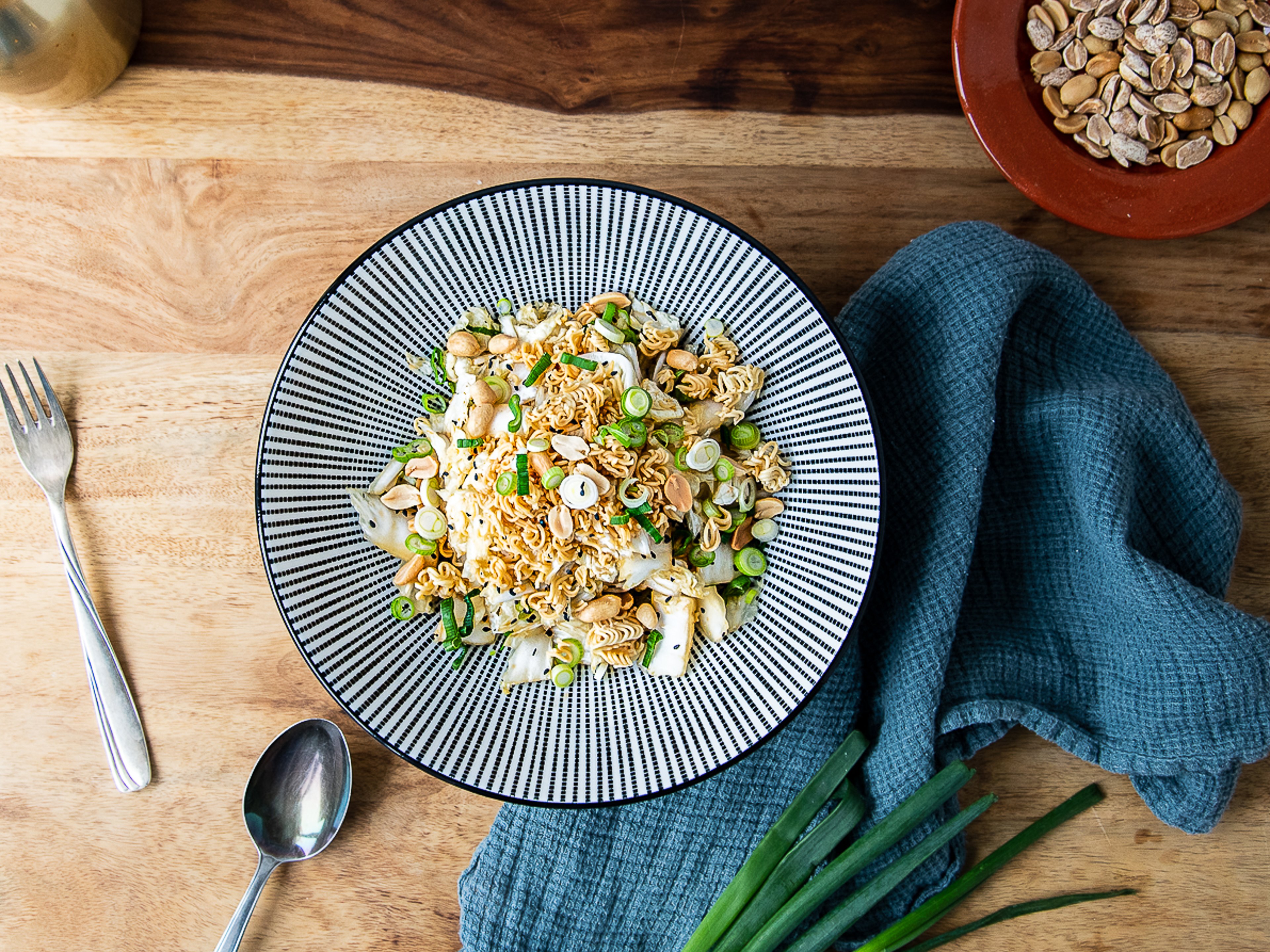 Napa cabbage salad with ramen noodles