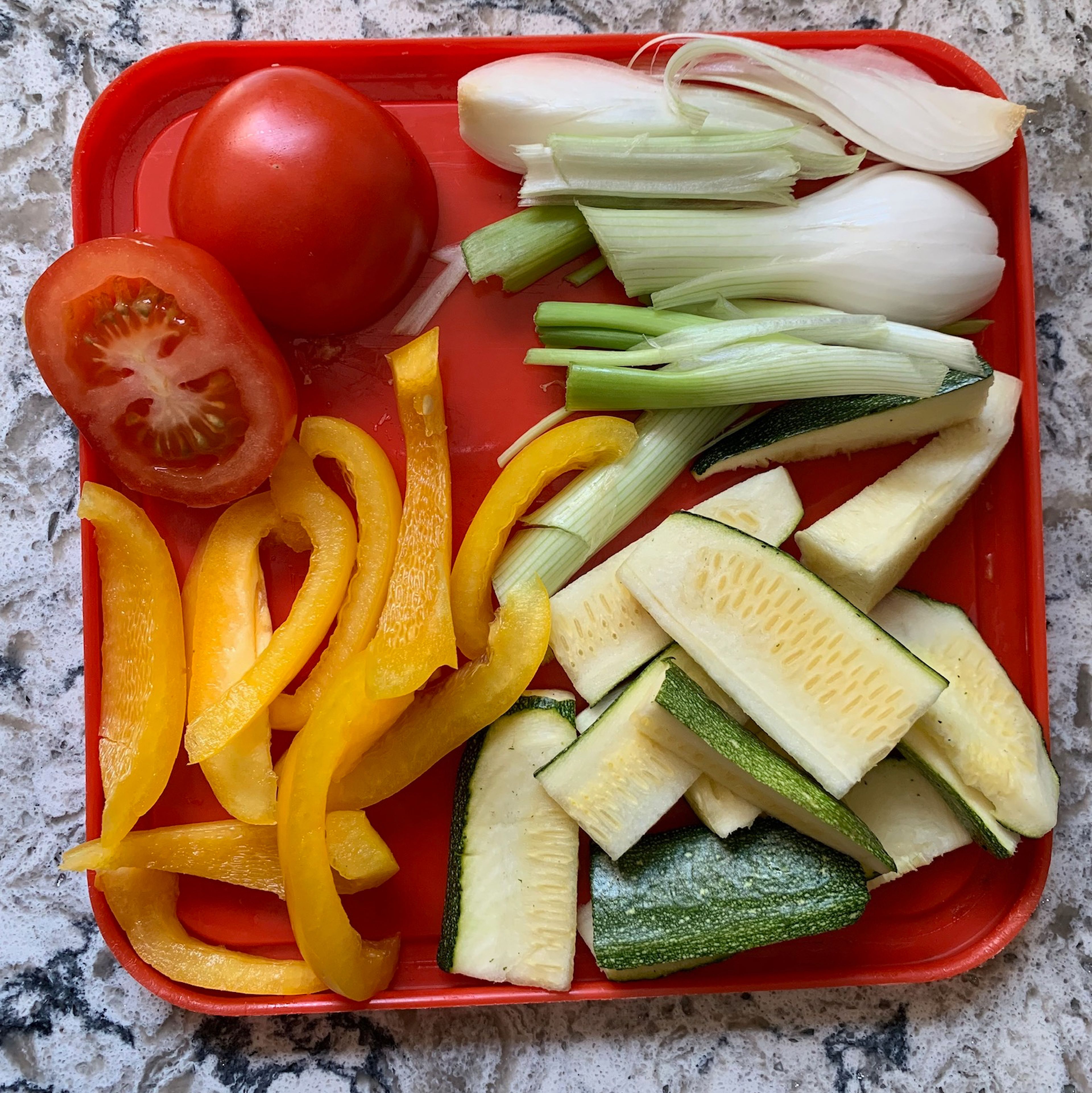 Cut vegetables into smaller pieces (as shown).