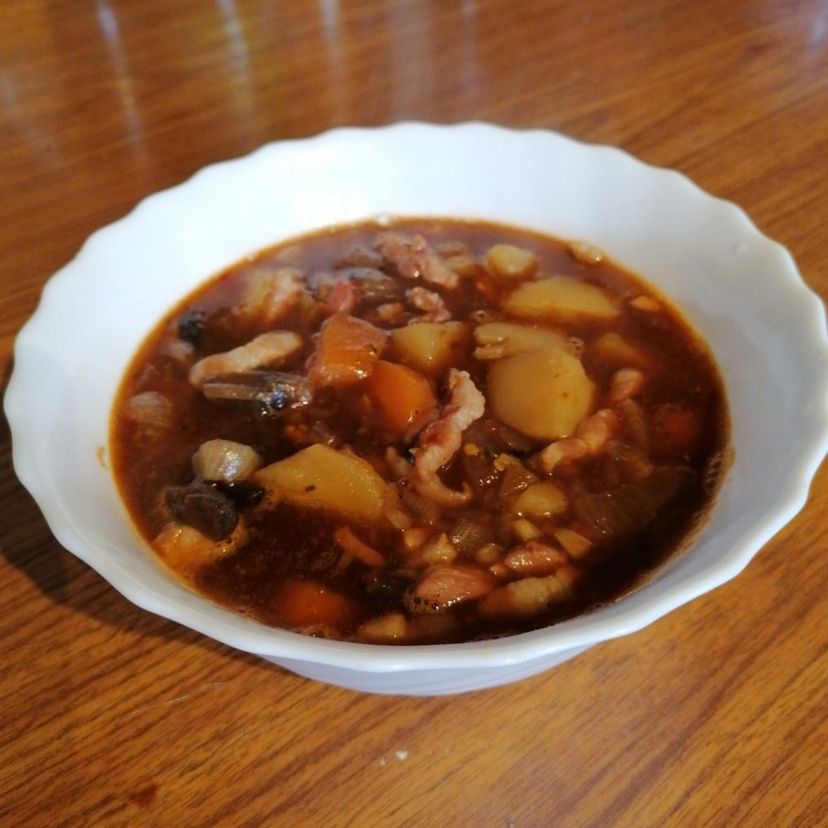 English Roots and bacon stew