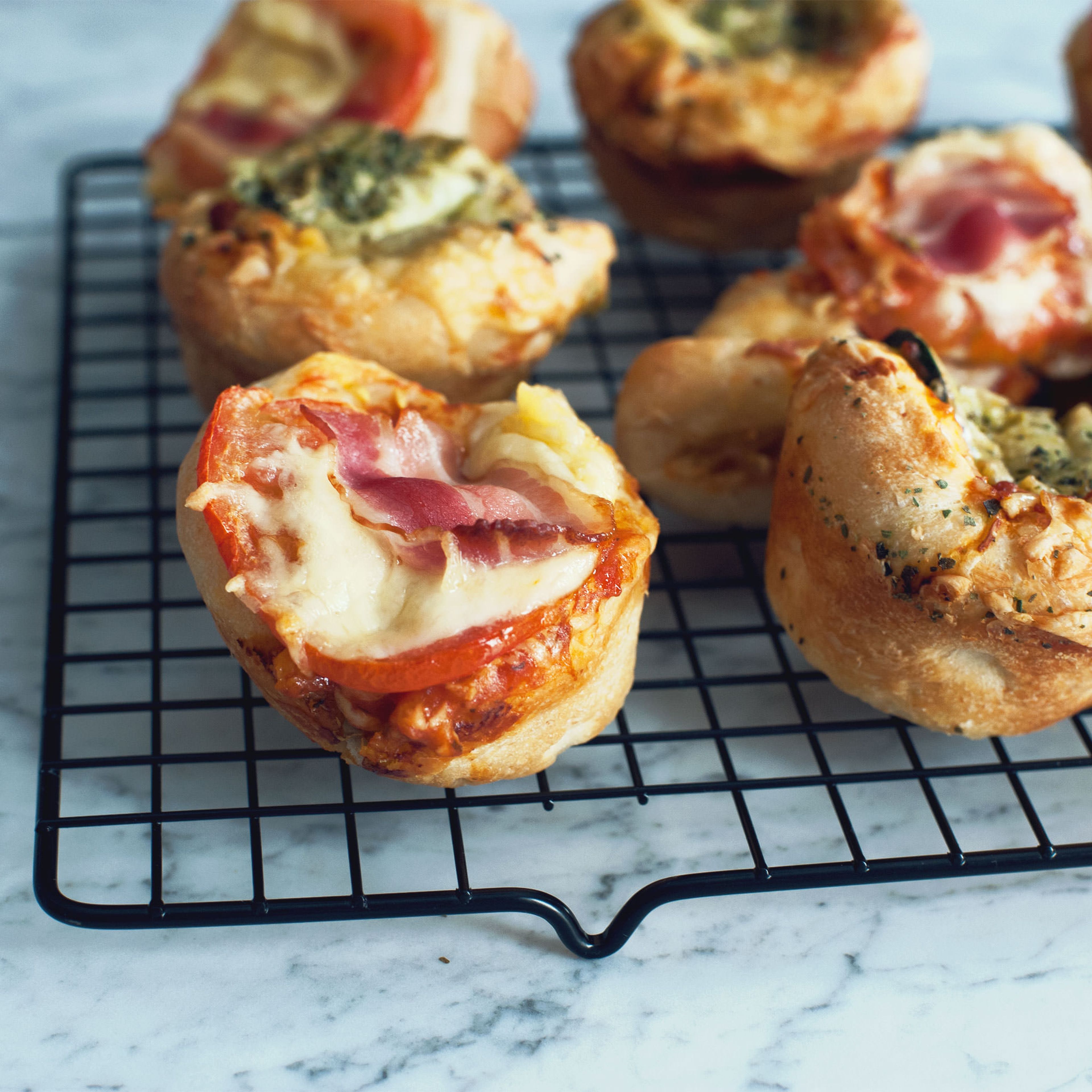 Mini deep dish pizzas