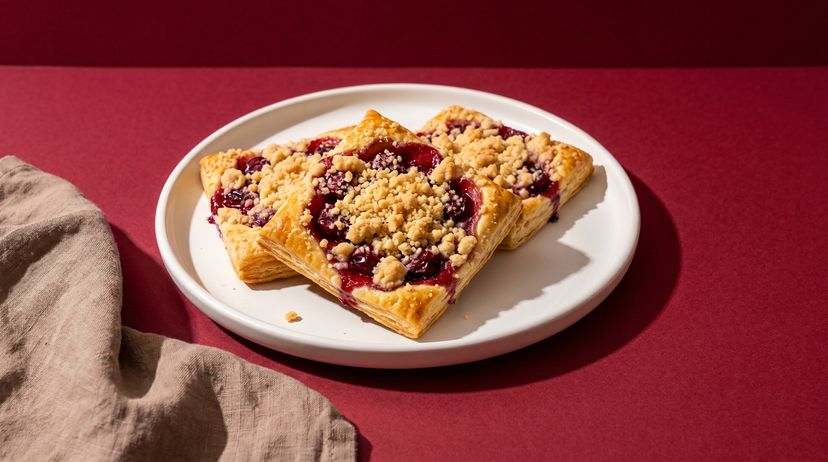 Fruchtige Kirsch-Streuselteilchen mit Blätterteig