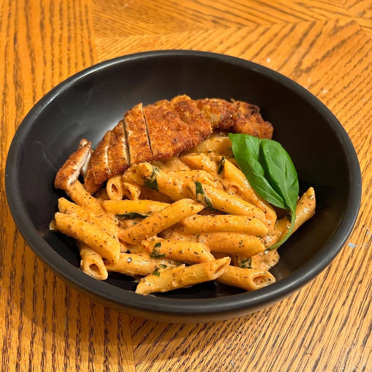 Quick Basil Tomato Pasta with Fried Chicken | Recipe | Kitchen Stories