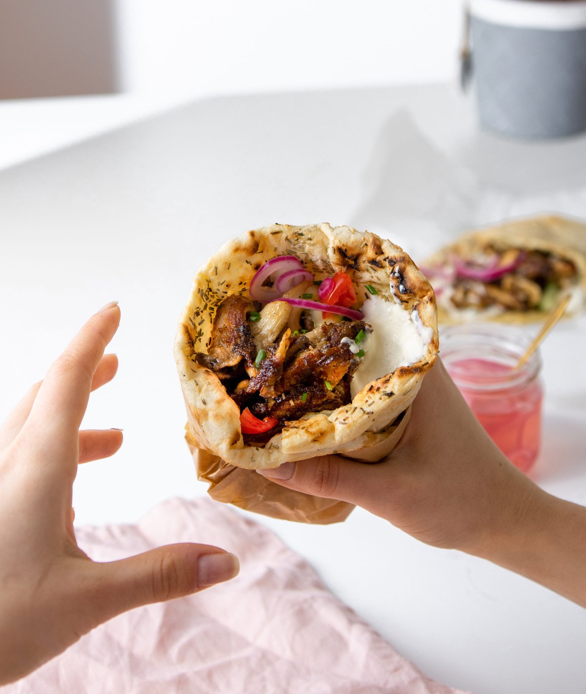 Gyros-Pita mit Austernpilzen | Rezept | Kitchen Stories