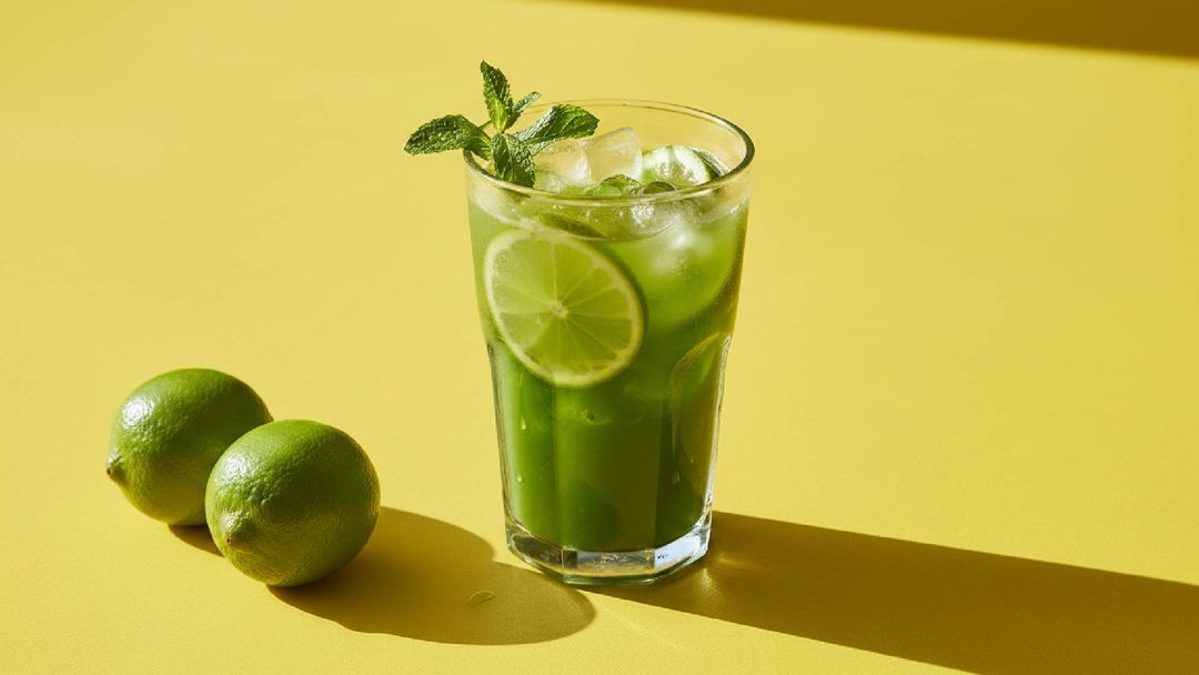 Erfrischend: Matcha-Eistee mit Limette und Minze