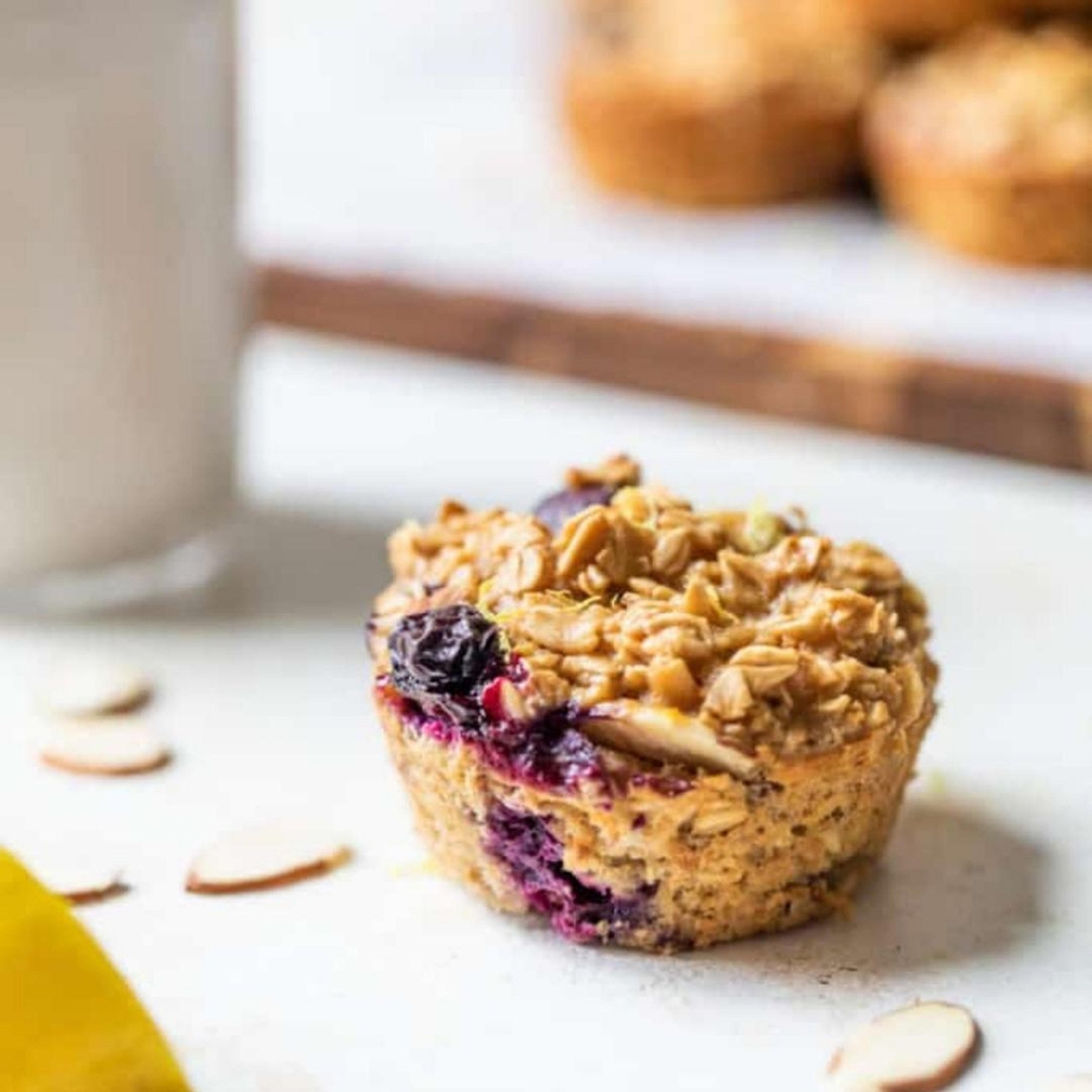 Baked Blueberry Lemon Oatmeal Muffin Cups