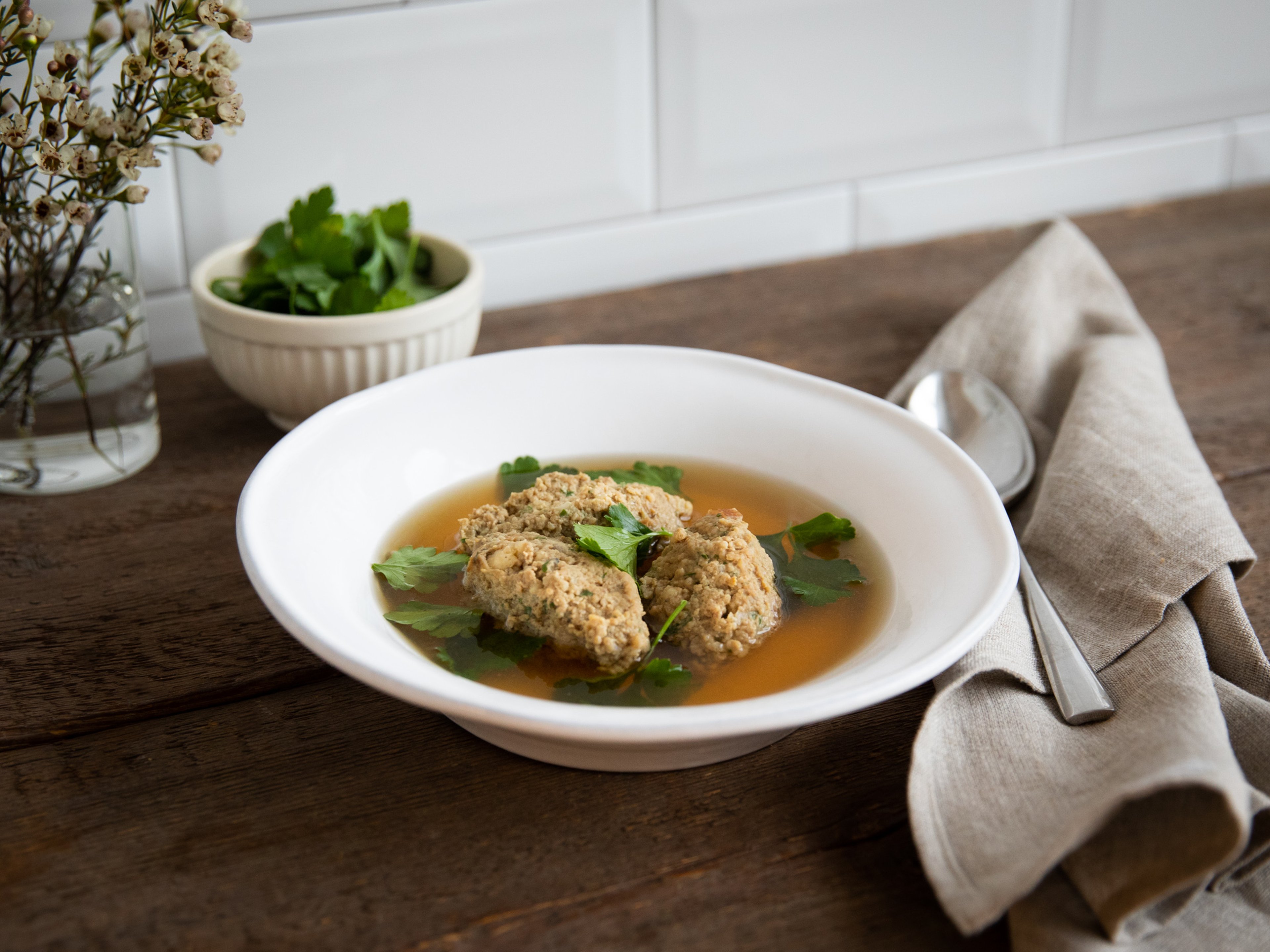 Leberknödelsuppe (German liver dumpling soup)