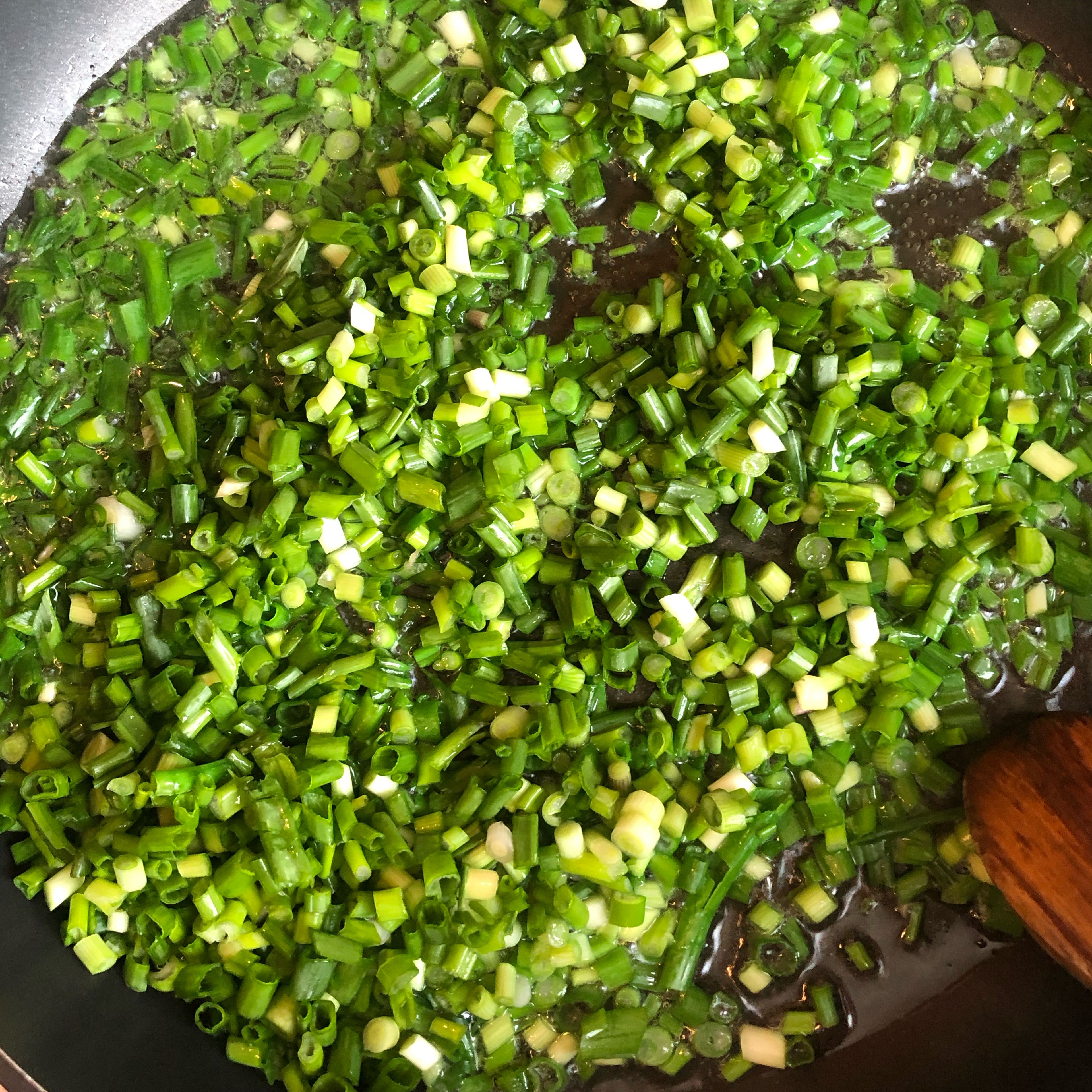 add olive oil , minced Tarragon, scallion and salt together and saute for 5 min