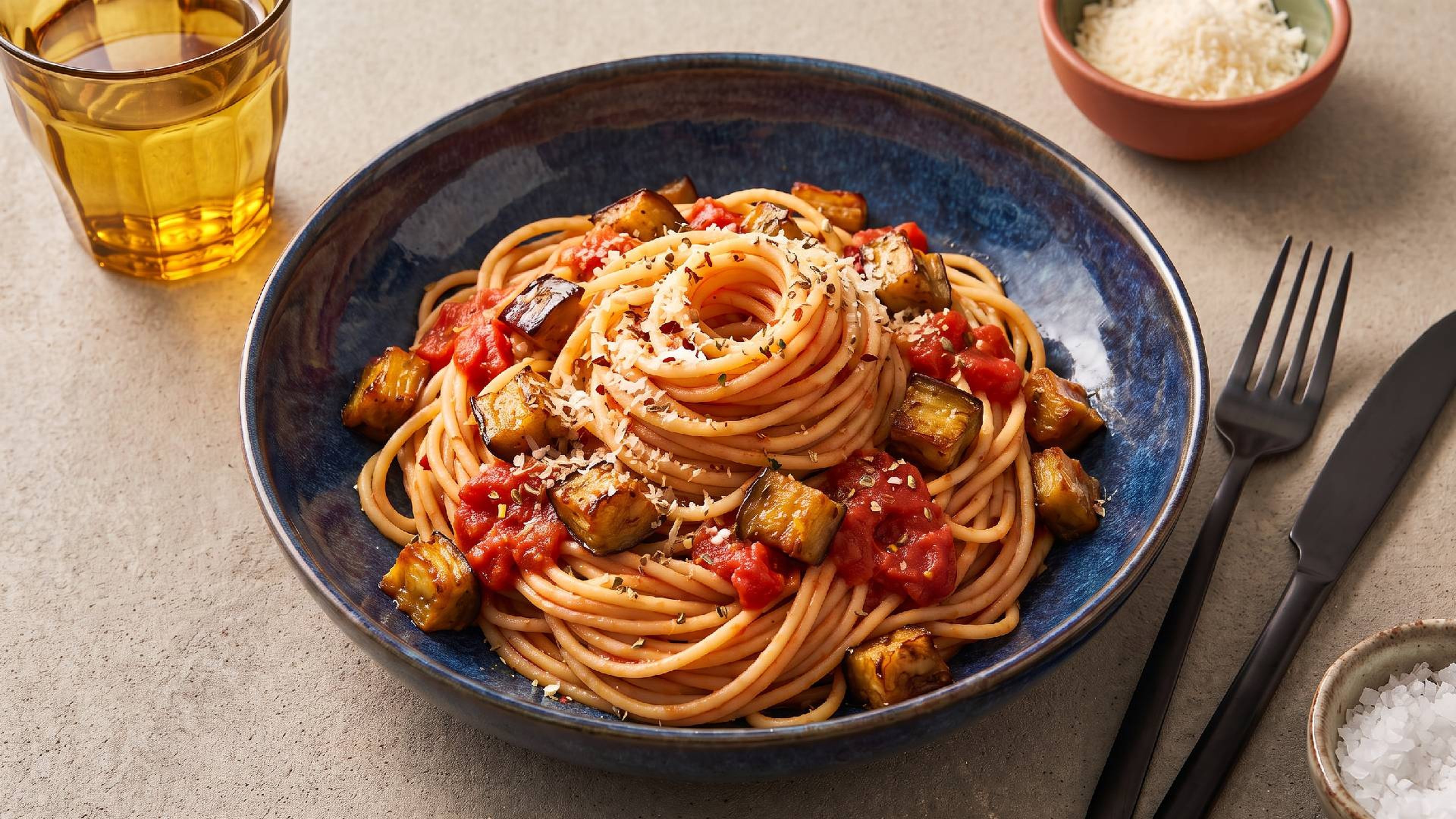 Diese schnelle Auberginen-Tomaten-Pasta ist perfekt für den Feierabend