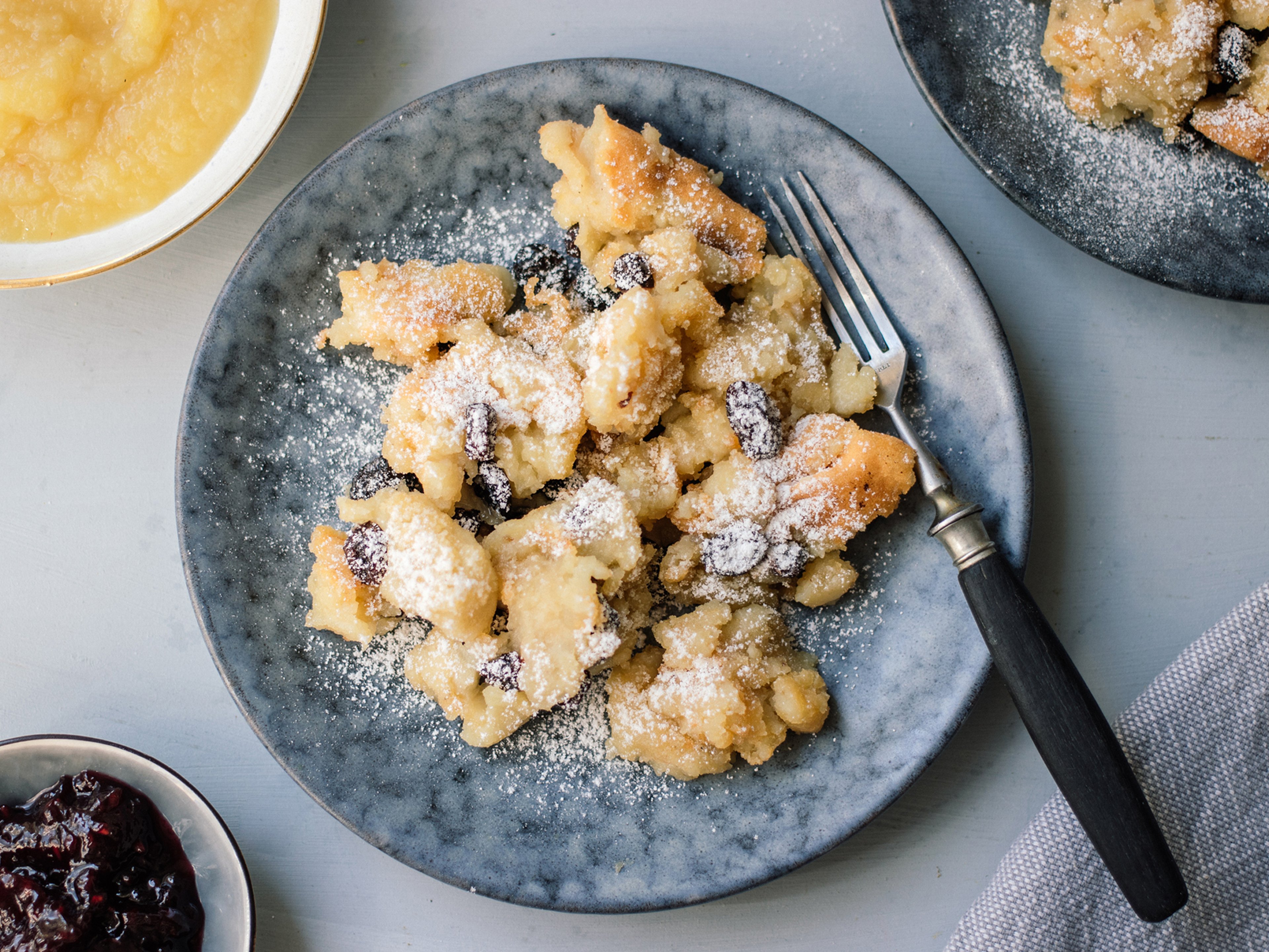 Vegan Kaiserschmarrn with aquafaba (fluffy Austrian pancakes)