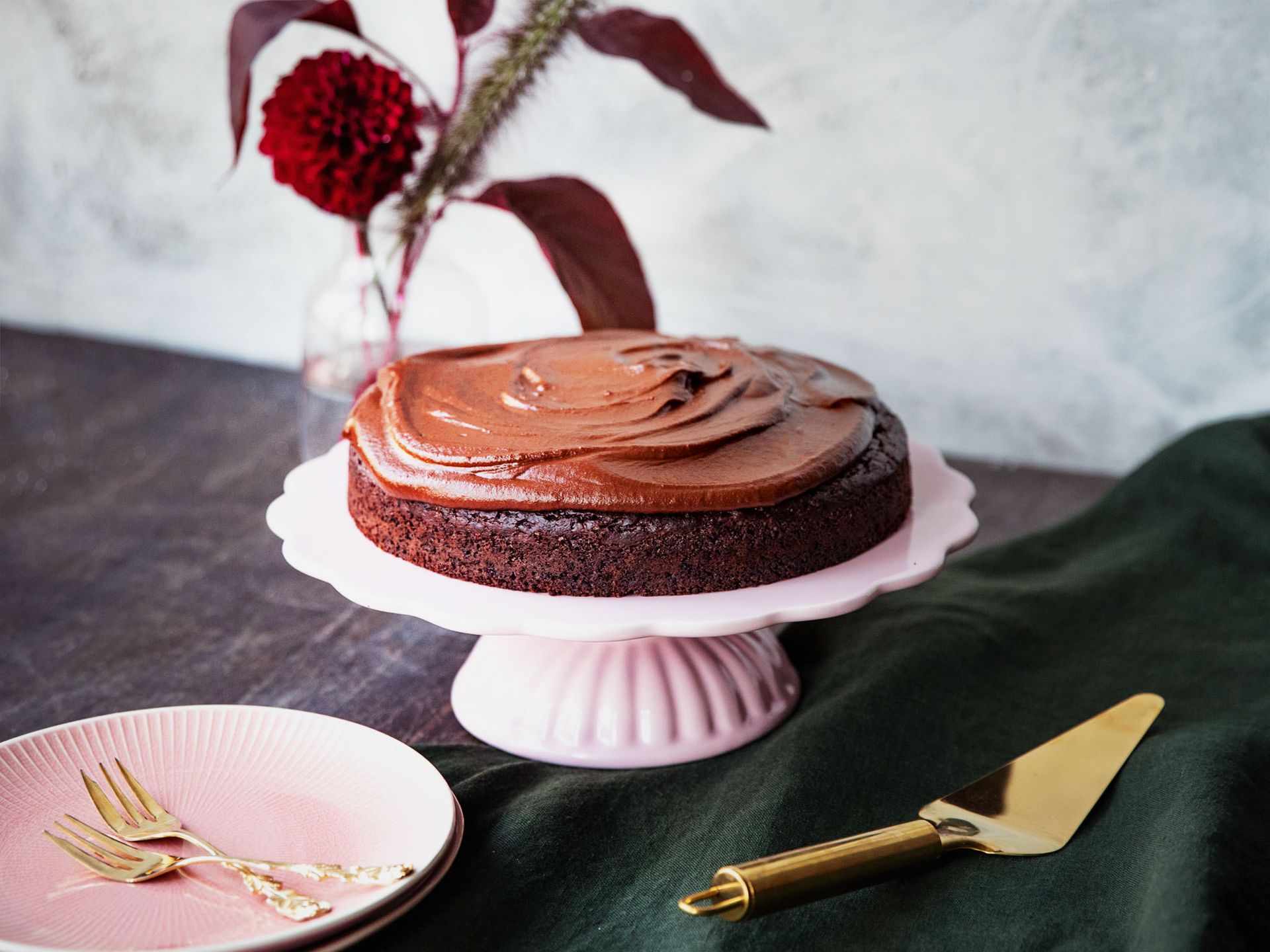 Double chocolate cake with sweet potato frosting