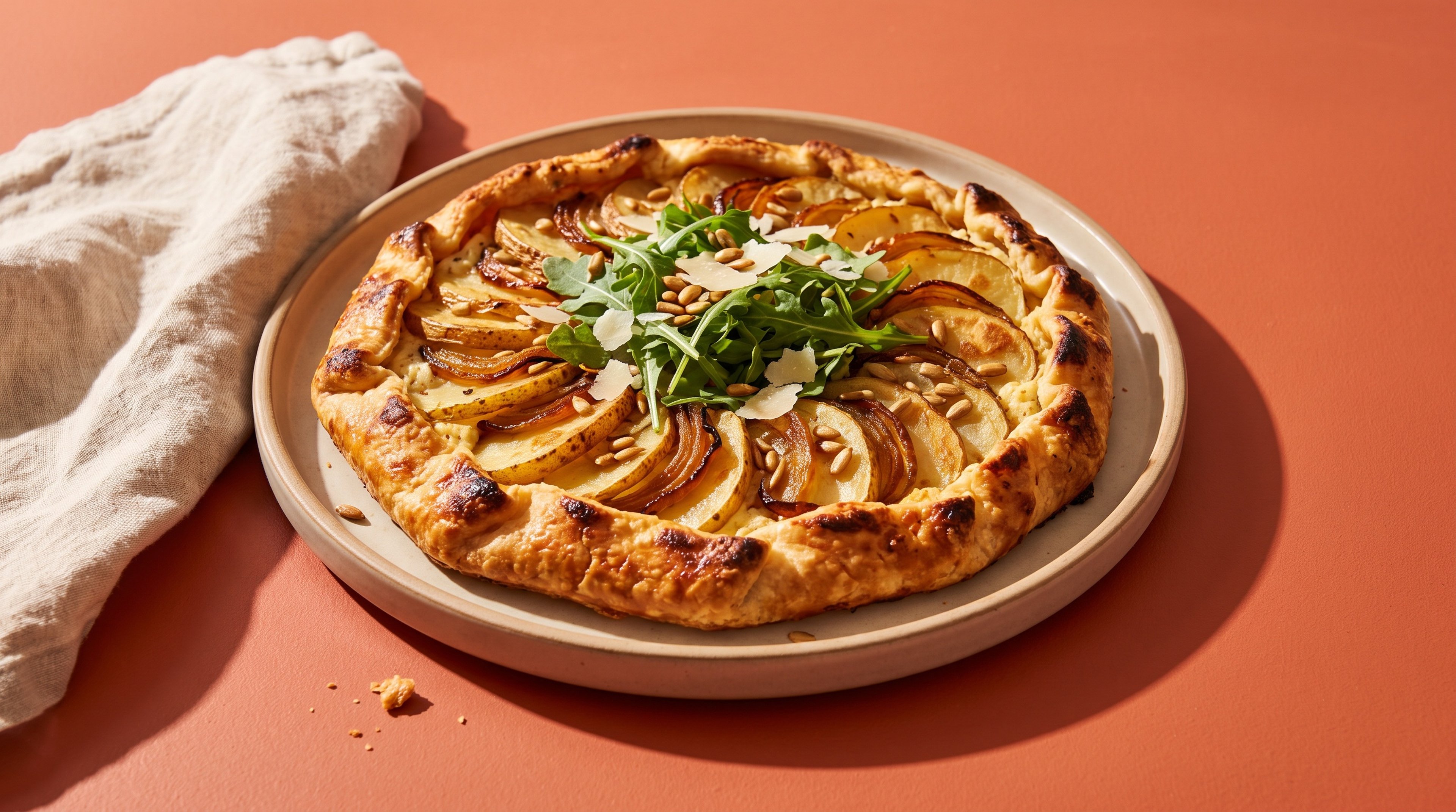 Diese Kartoffel-Rucola-Galette bringt französisches Bistro-Gefühl nach Hause