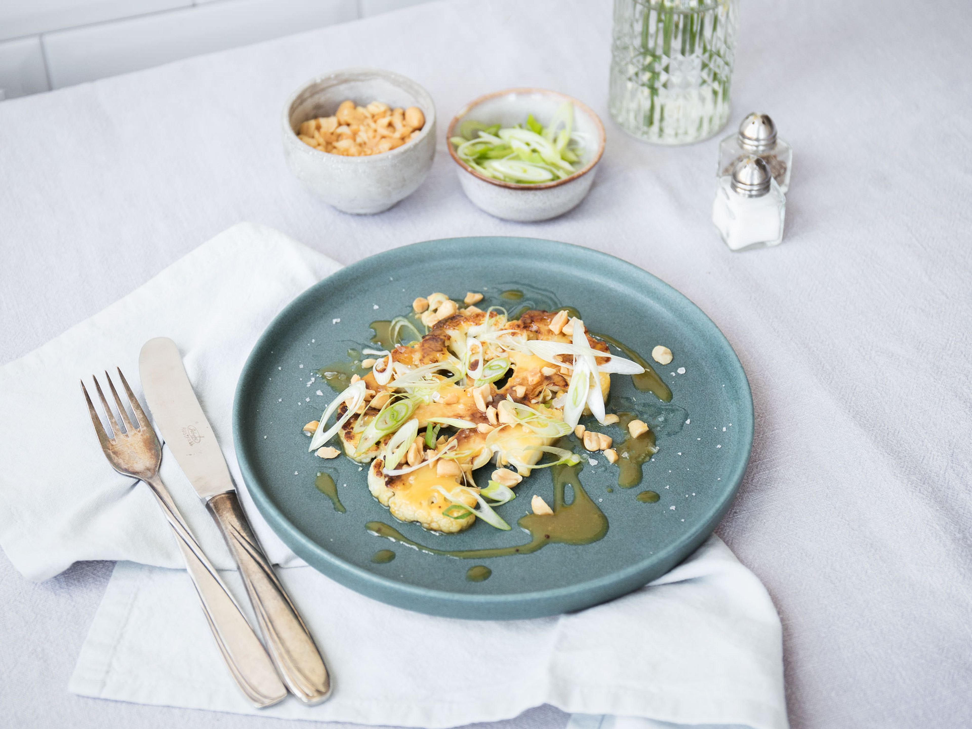 Cauliflower steak with orange-miso sauce