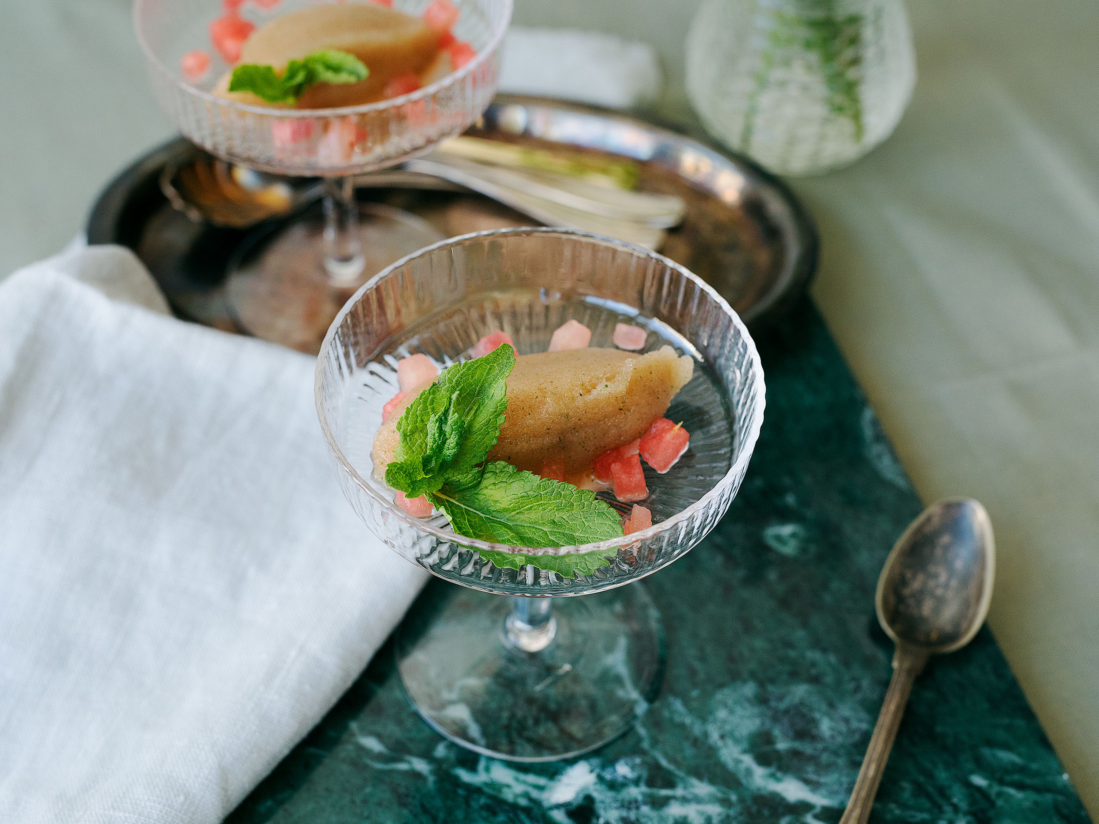 Watermelon and mint sorbet