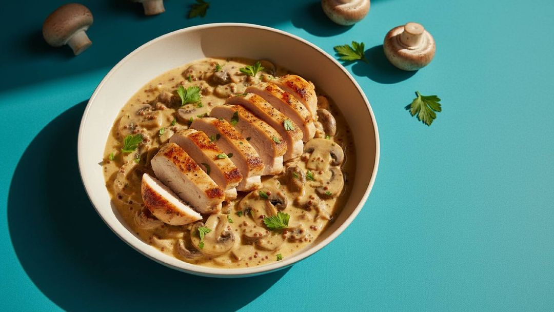 Cremige Hähnchenbrust in Champignon-Senf-Soße