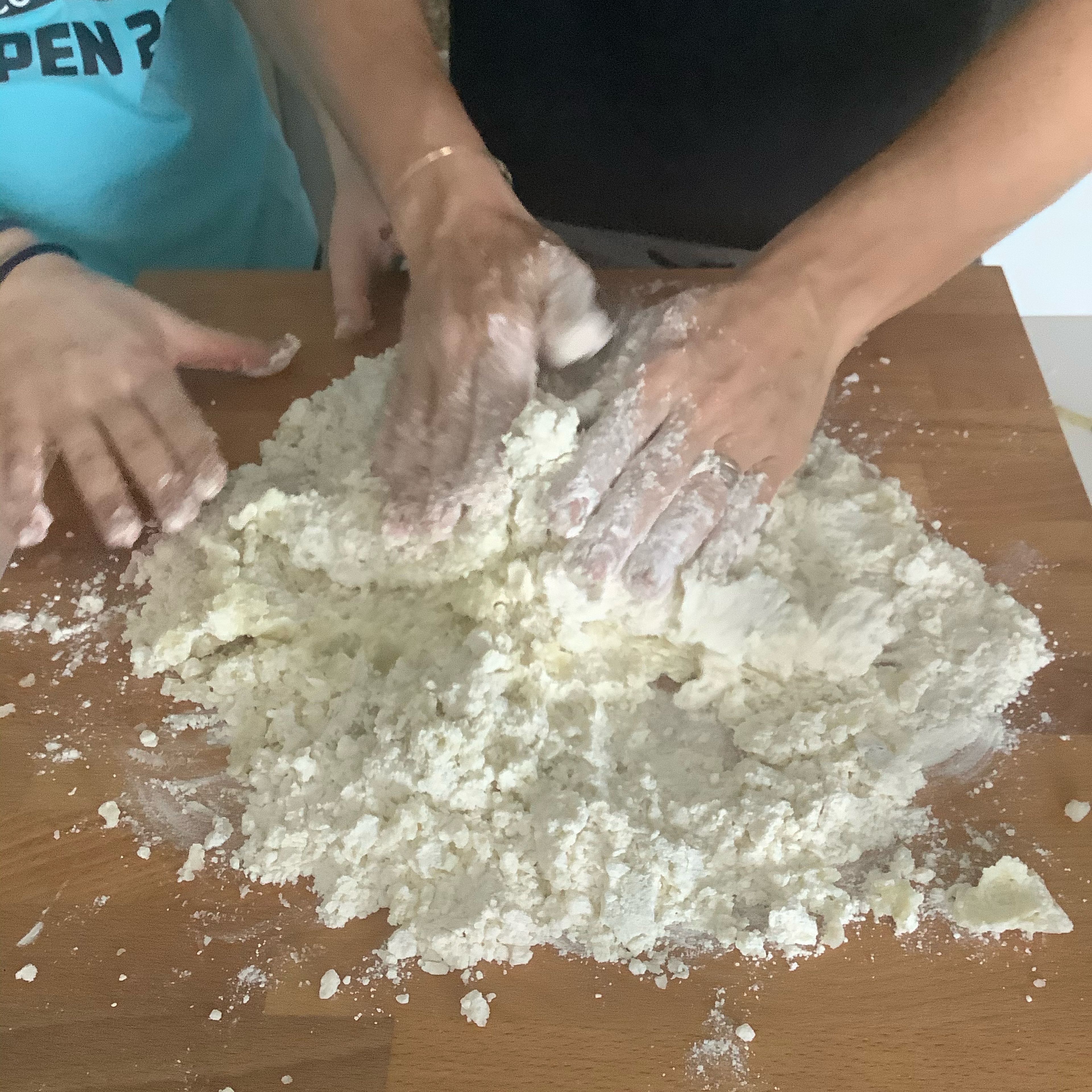 Mix the flour and the potatoes together to create a dough like mixture 