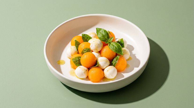 Süßer Cantaloupe-Salat mit cremigem Mozzarella und Limette