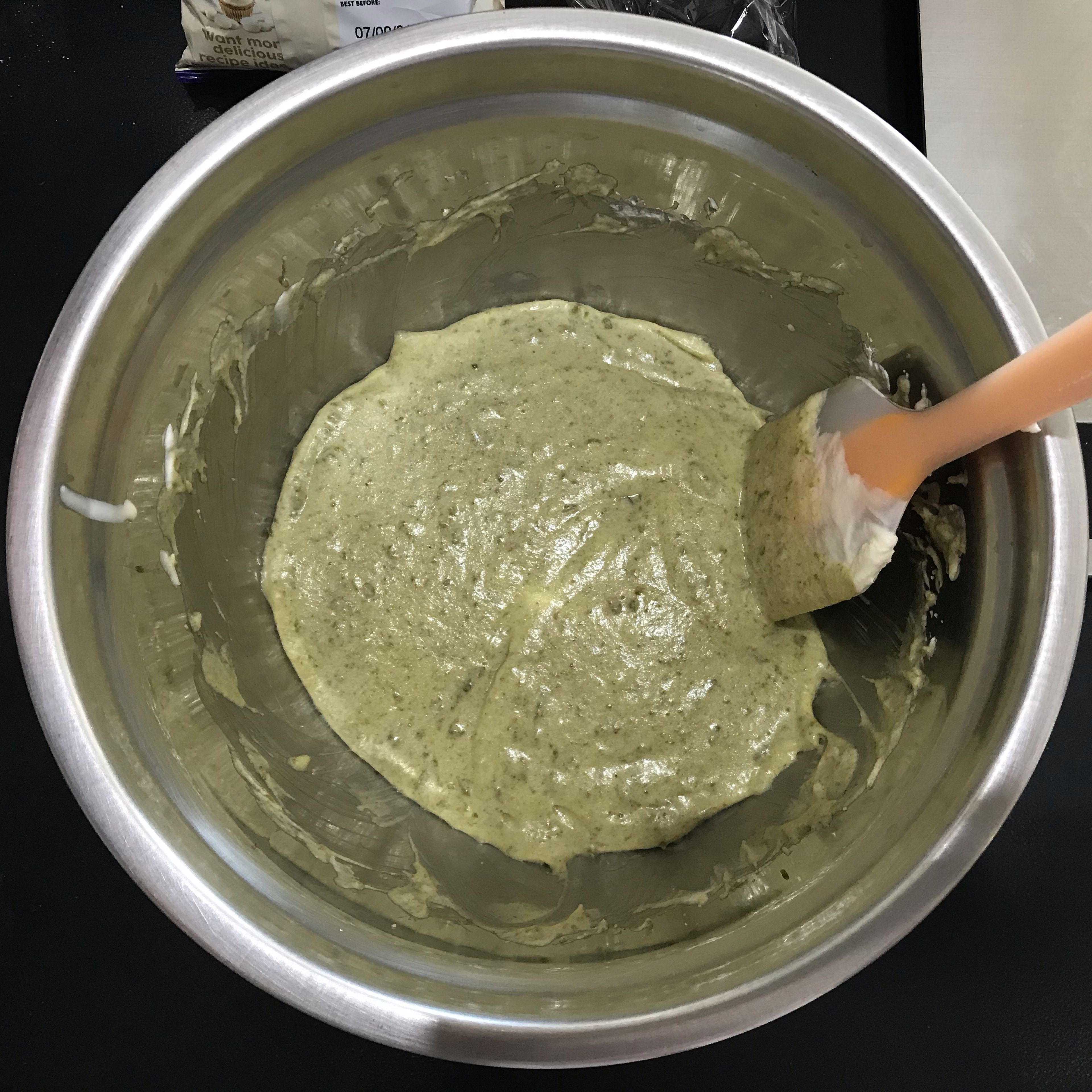 Once cooled, whisk remaining 150g cream to soft peaks and fold through pistachio mixture.