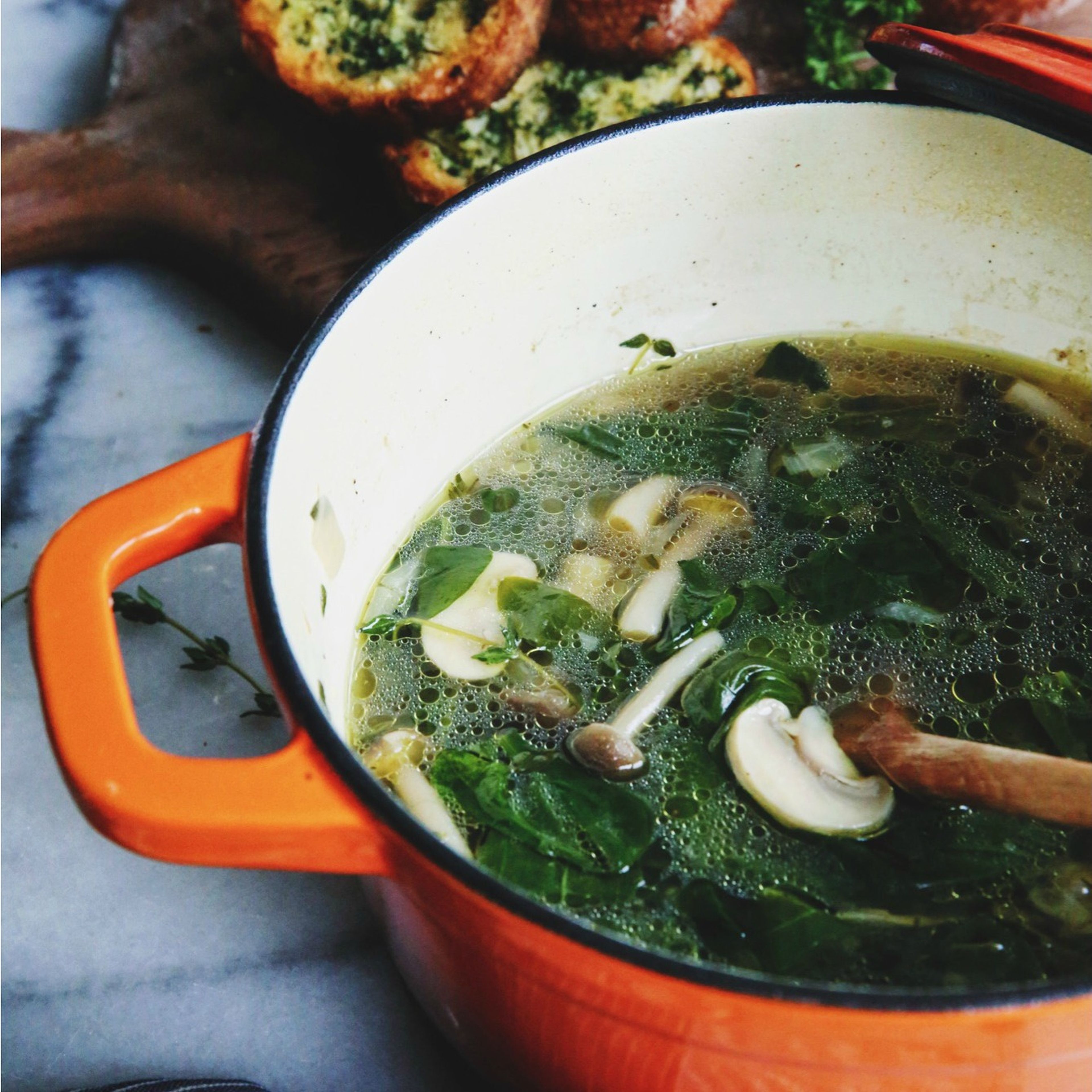 Spinach and mushroom soup