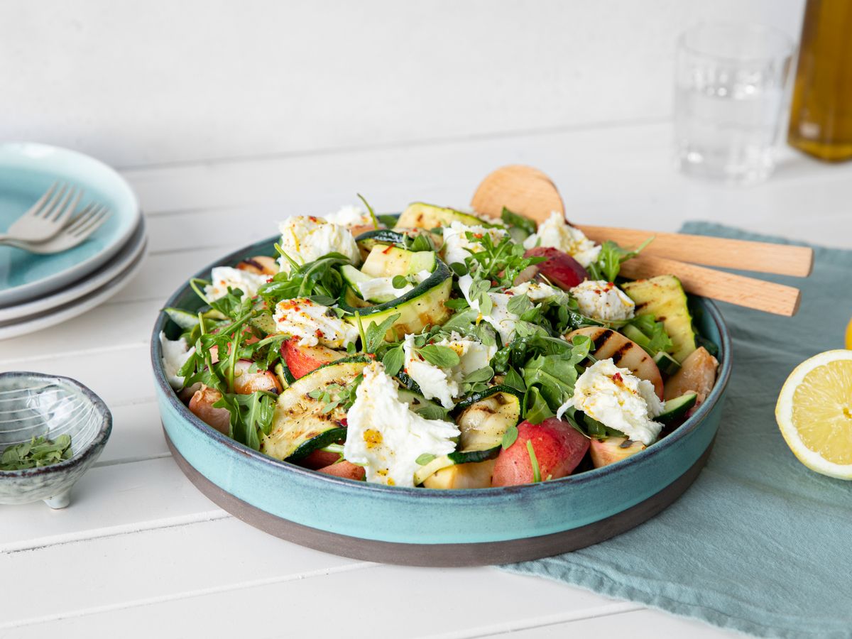 Summer Salad With Grilled Peaches And Zucchini 