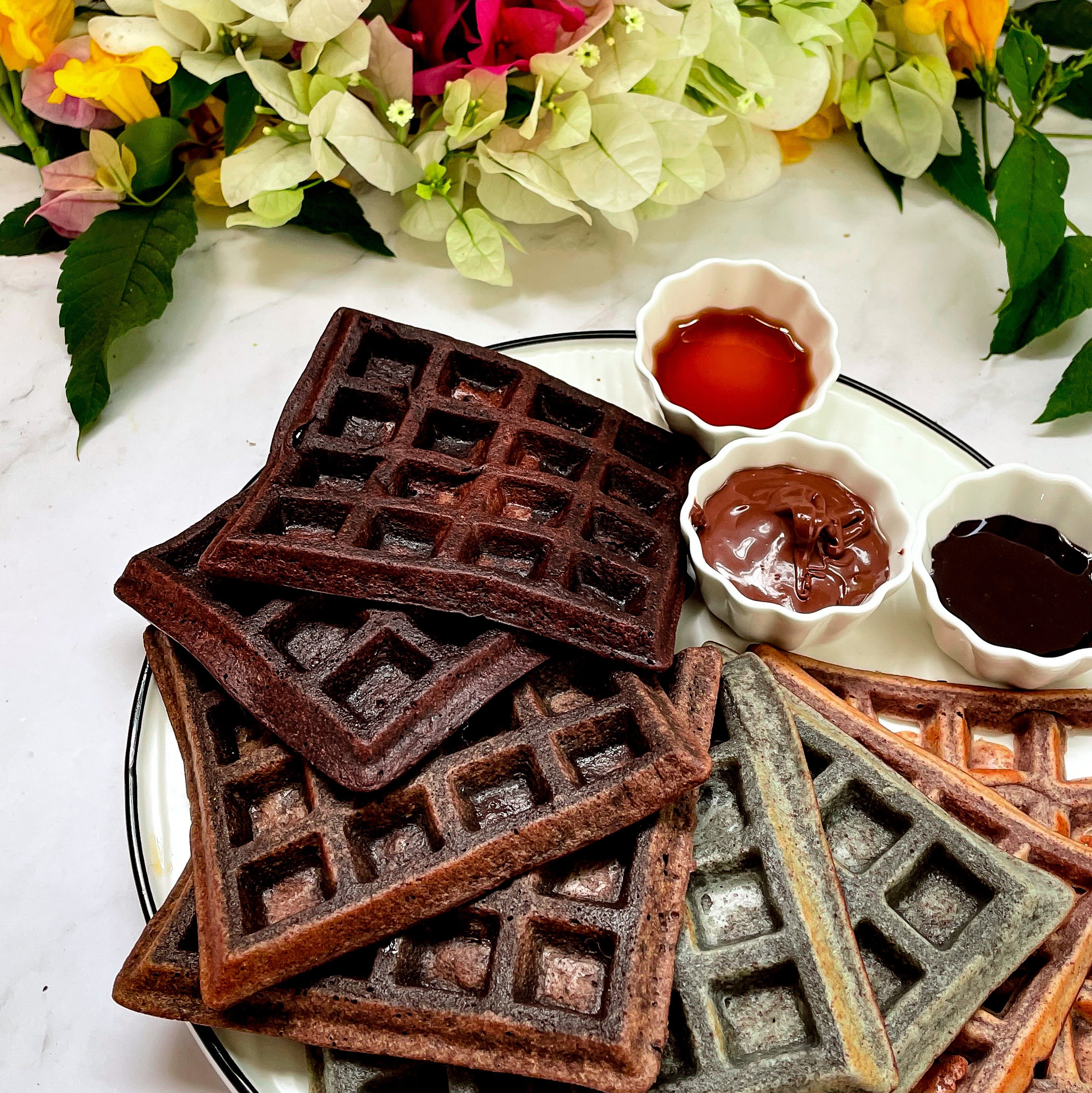 Ombre Waffles (using rice)