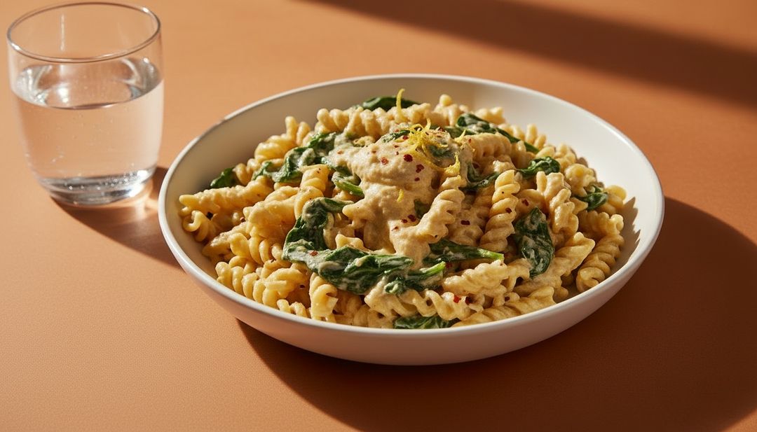 Blitzschnell in den Feierabend mit cremiger Zitronen-Hummus-Pasta