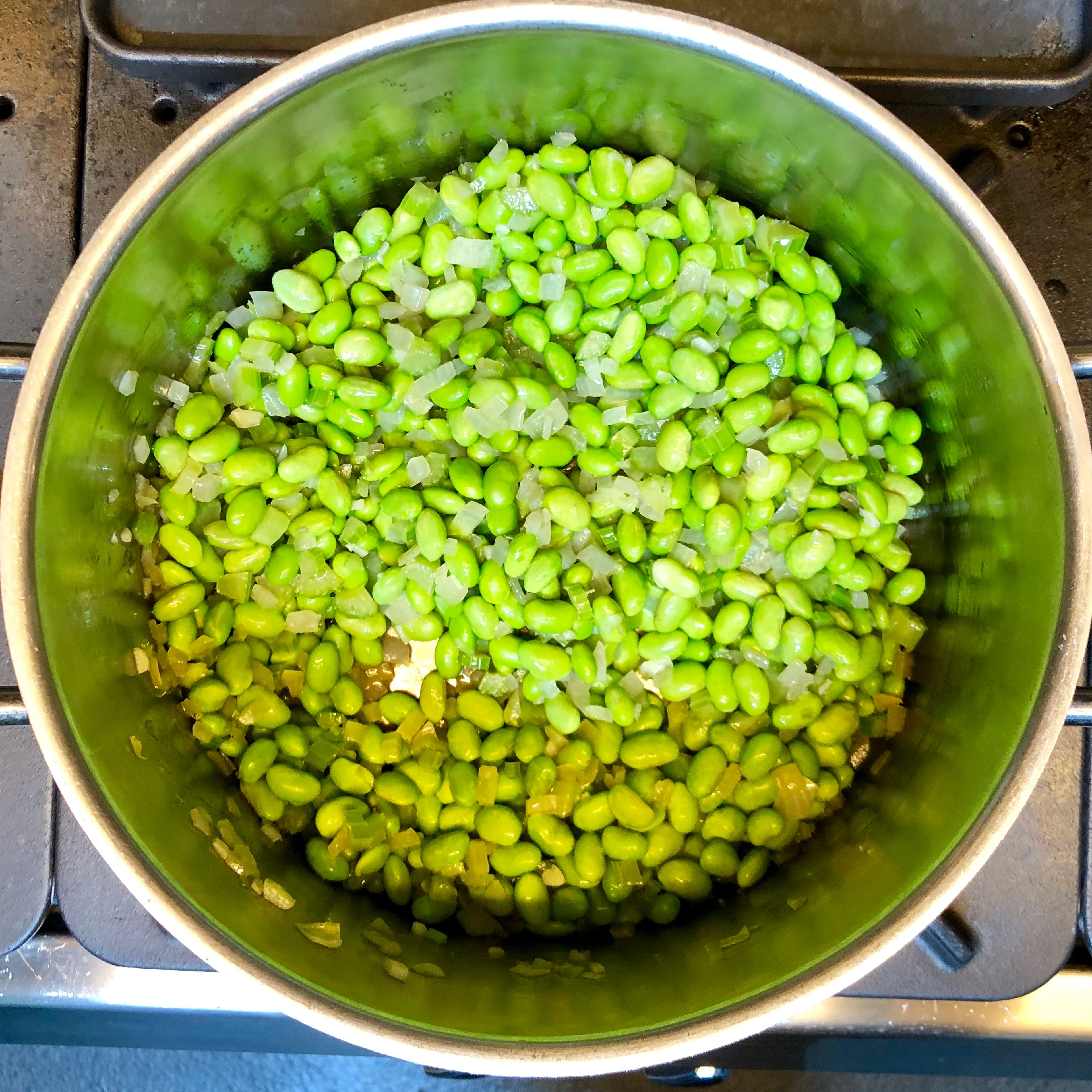 Add edamame beans. Cook for 2 more minutes.