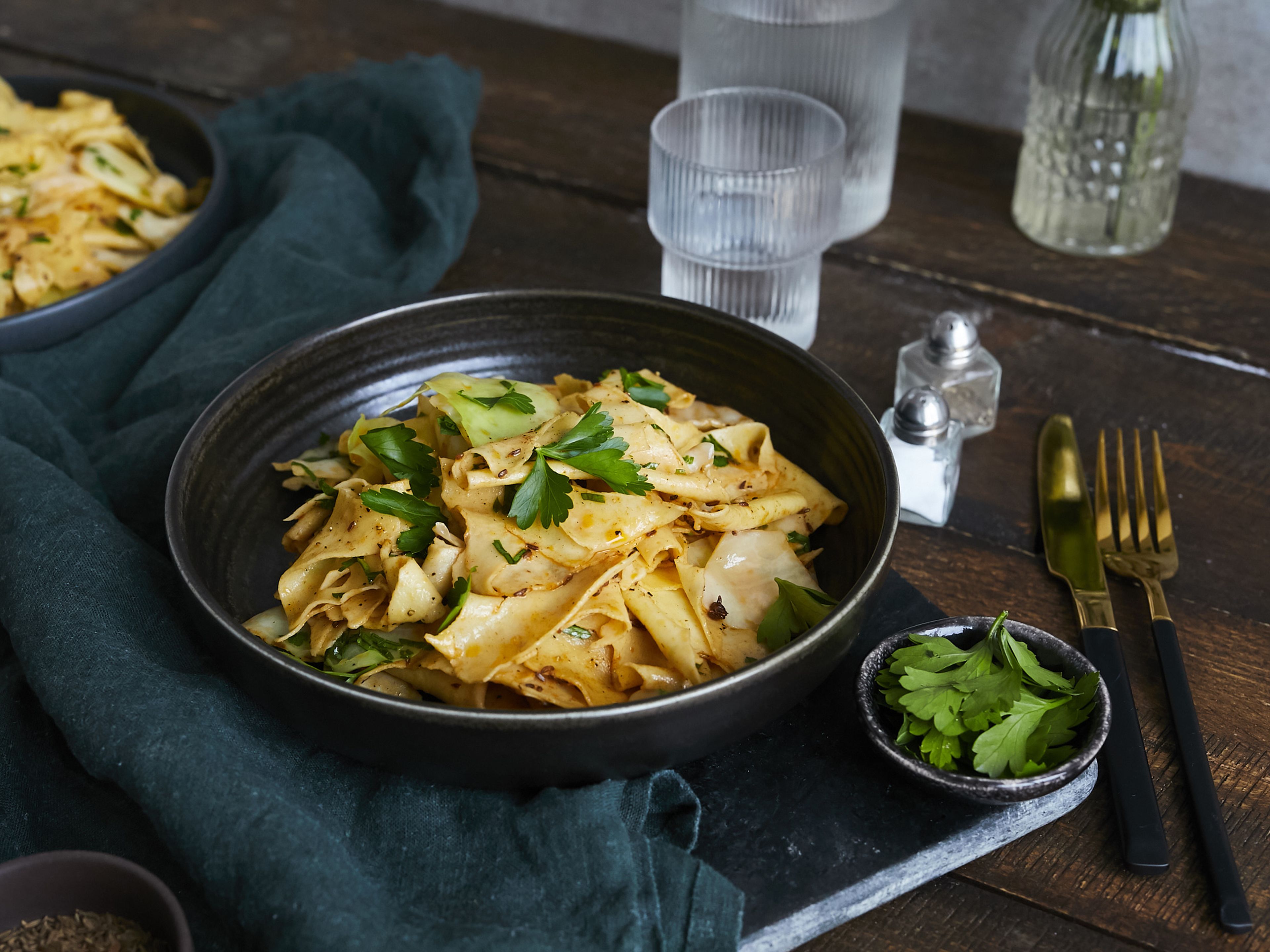 Austrian cabbage pasta with caraway butter