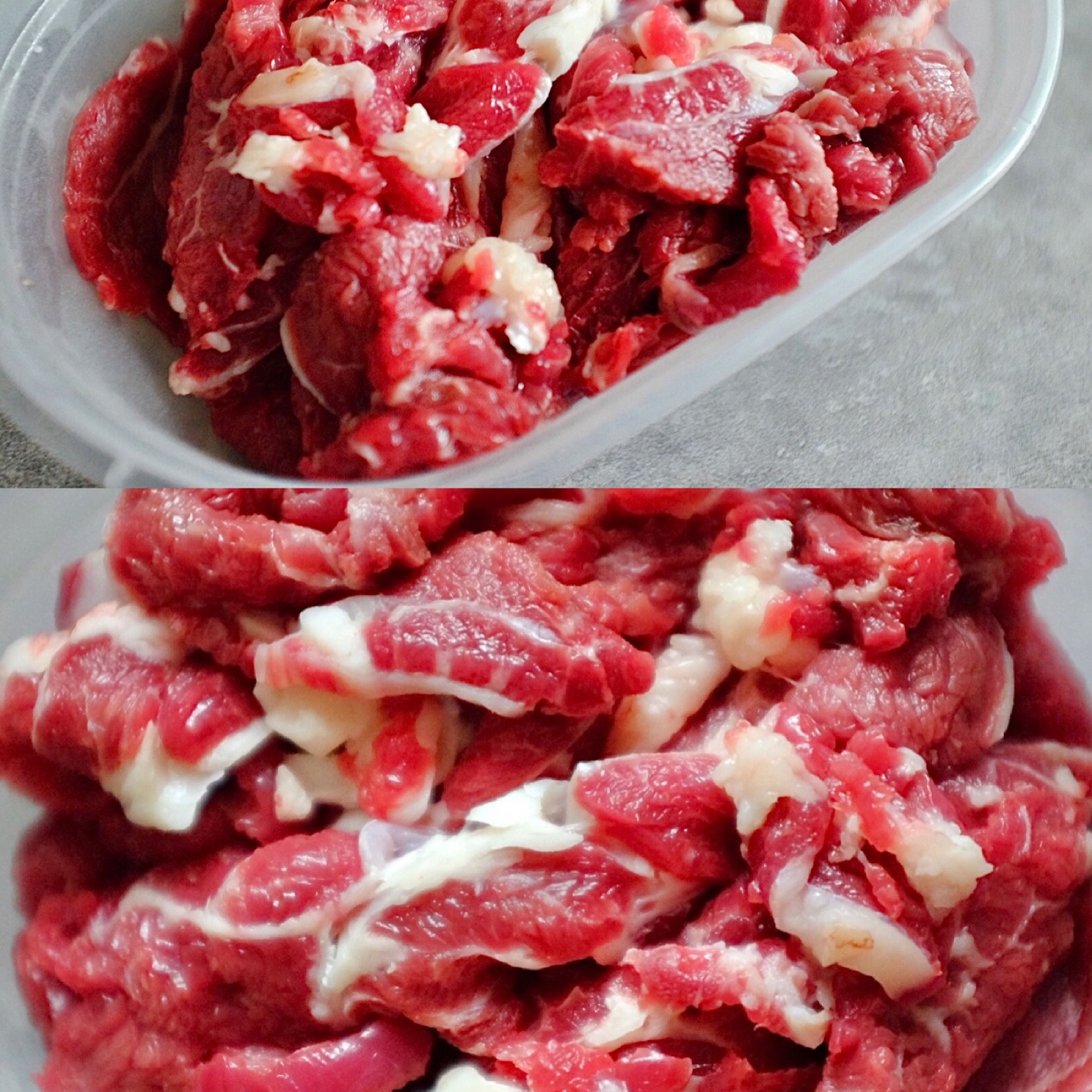 Slice raw beef tenderloin.